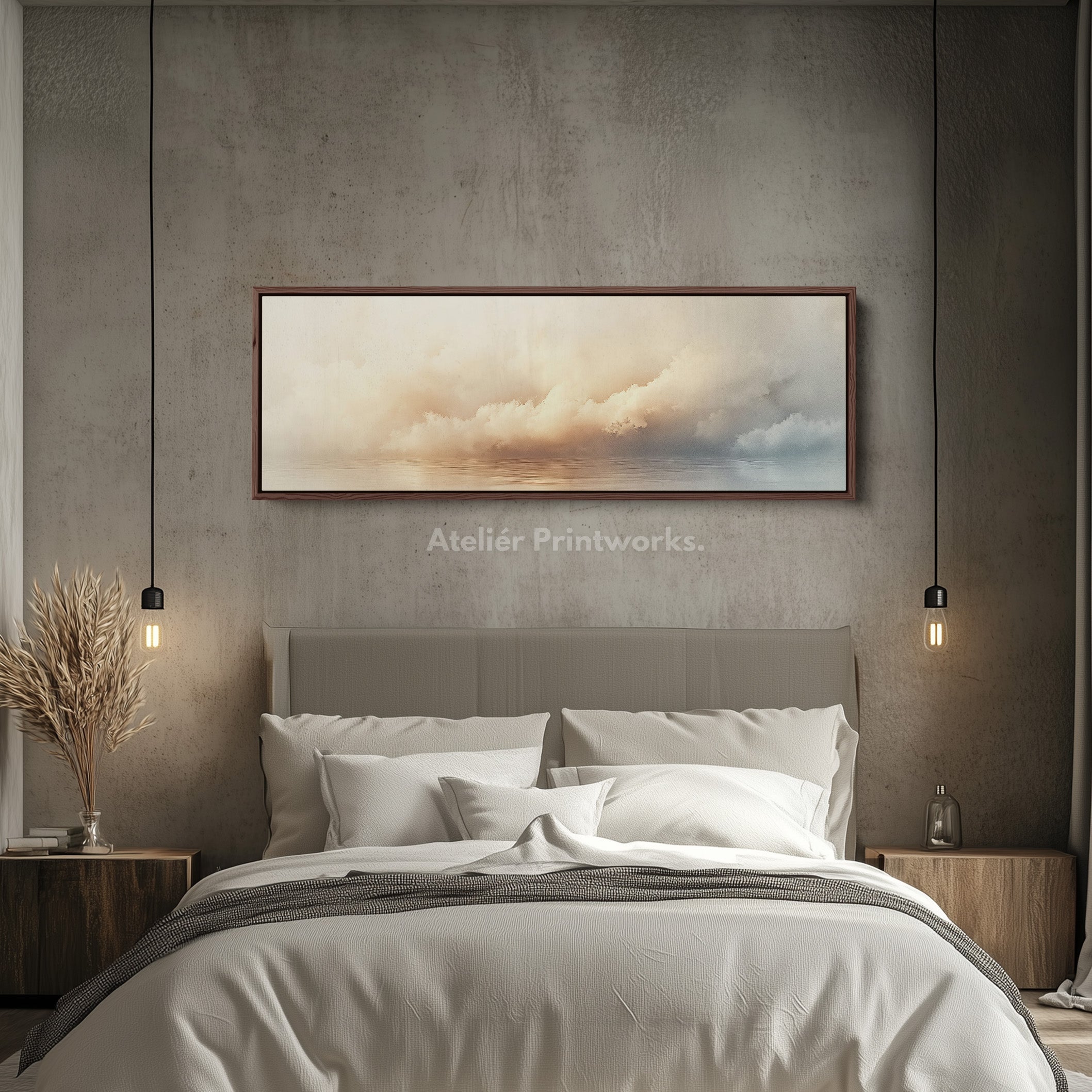 Panoramic Long Narrow Cloud Wall Art Large Framed Canvas