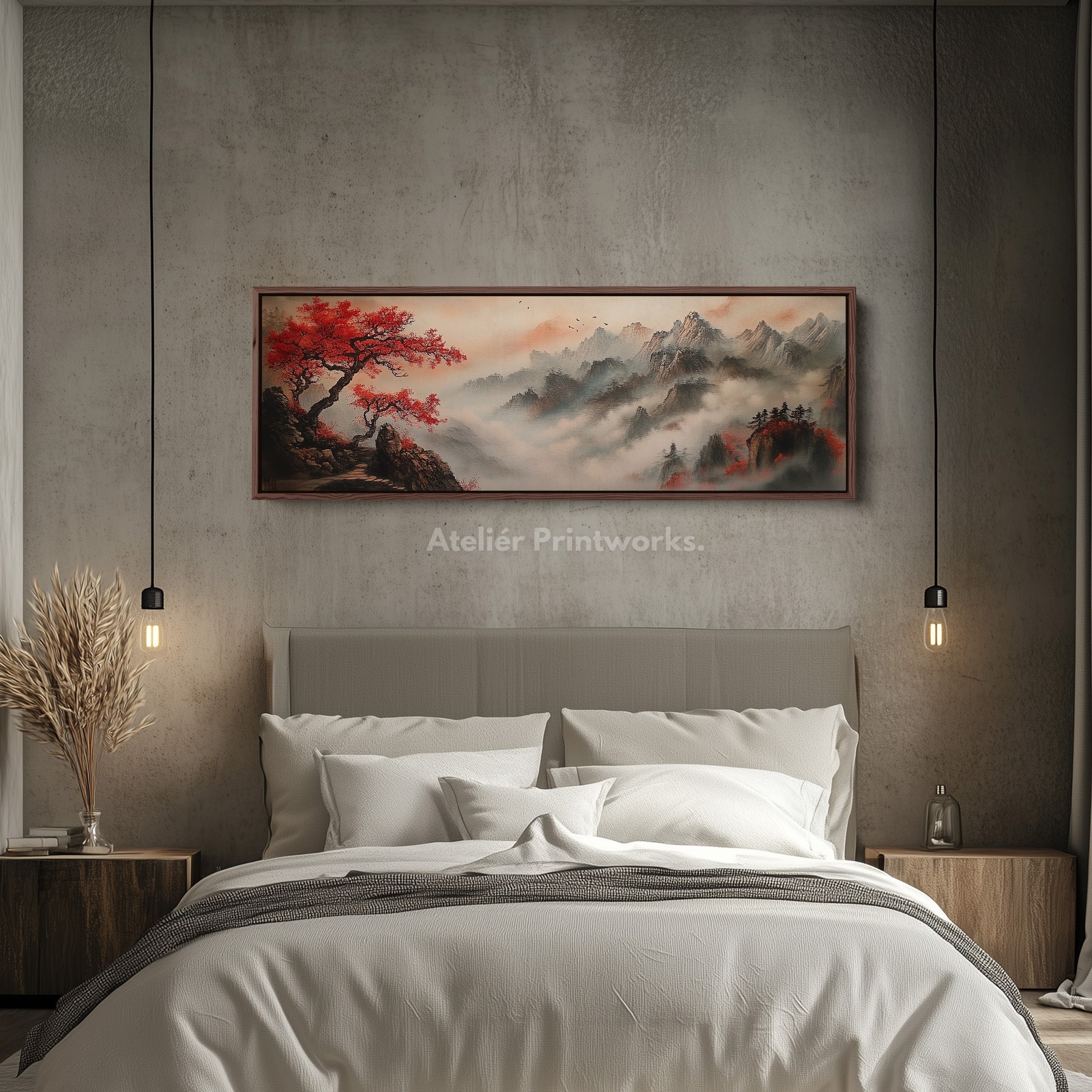 Chinese Landscape Panoramic Wall Art Large Framed Canvas