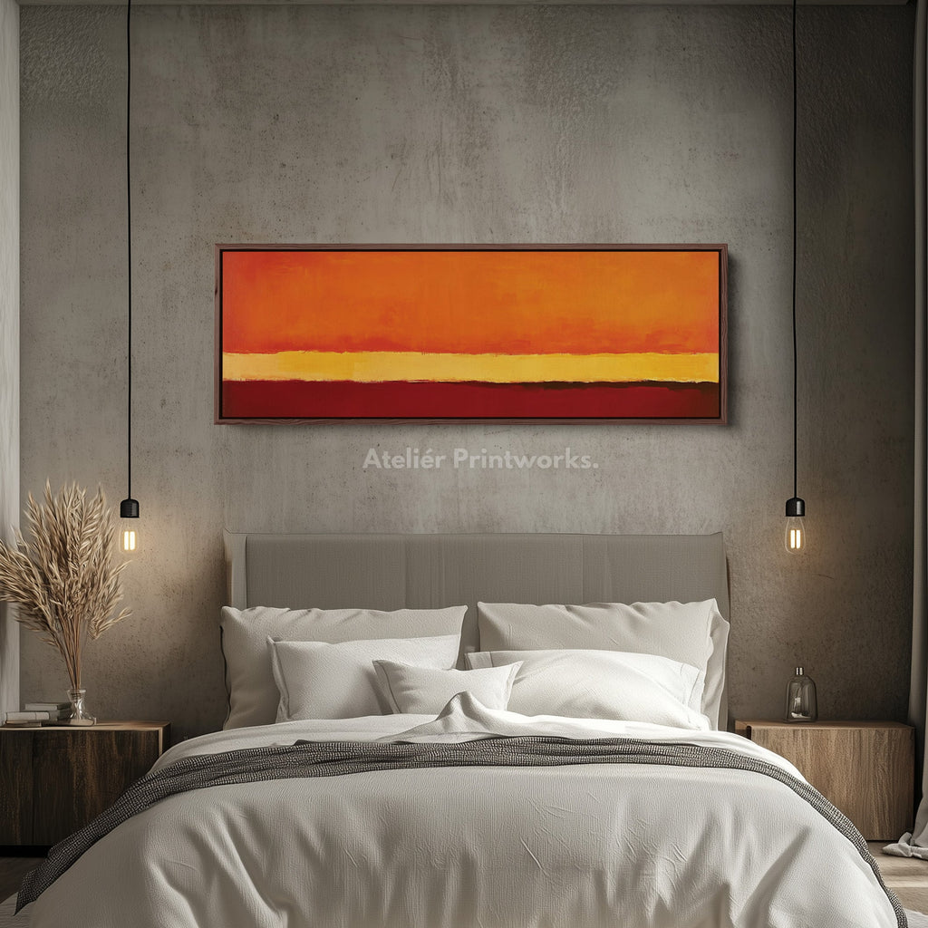 Minimalist Abstract Orange Large Canvas Decor Horizontal Long Wall Art