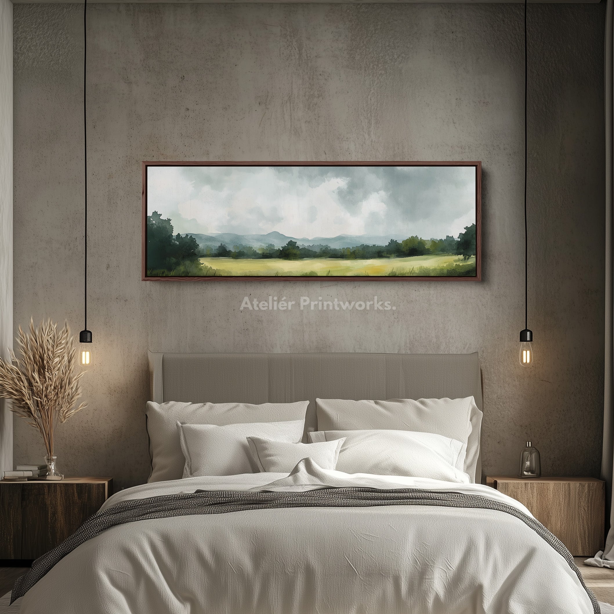 Long Landscape Narrow Framed Canvas Wall Decor