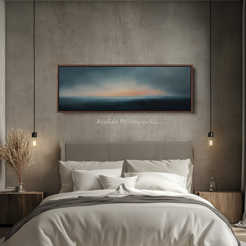 Above Bed Abstract Sunset Long Narrow Panoramic Canvas Wall Decor