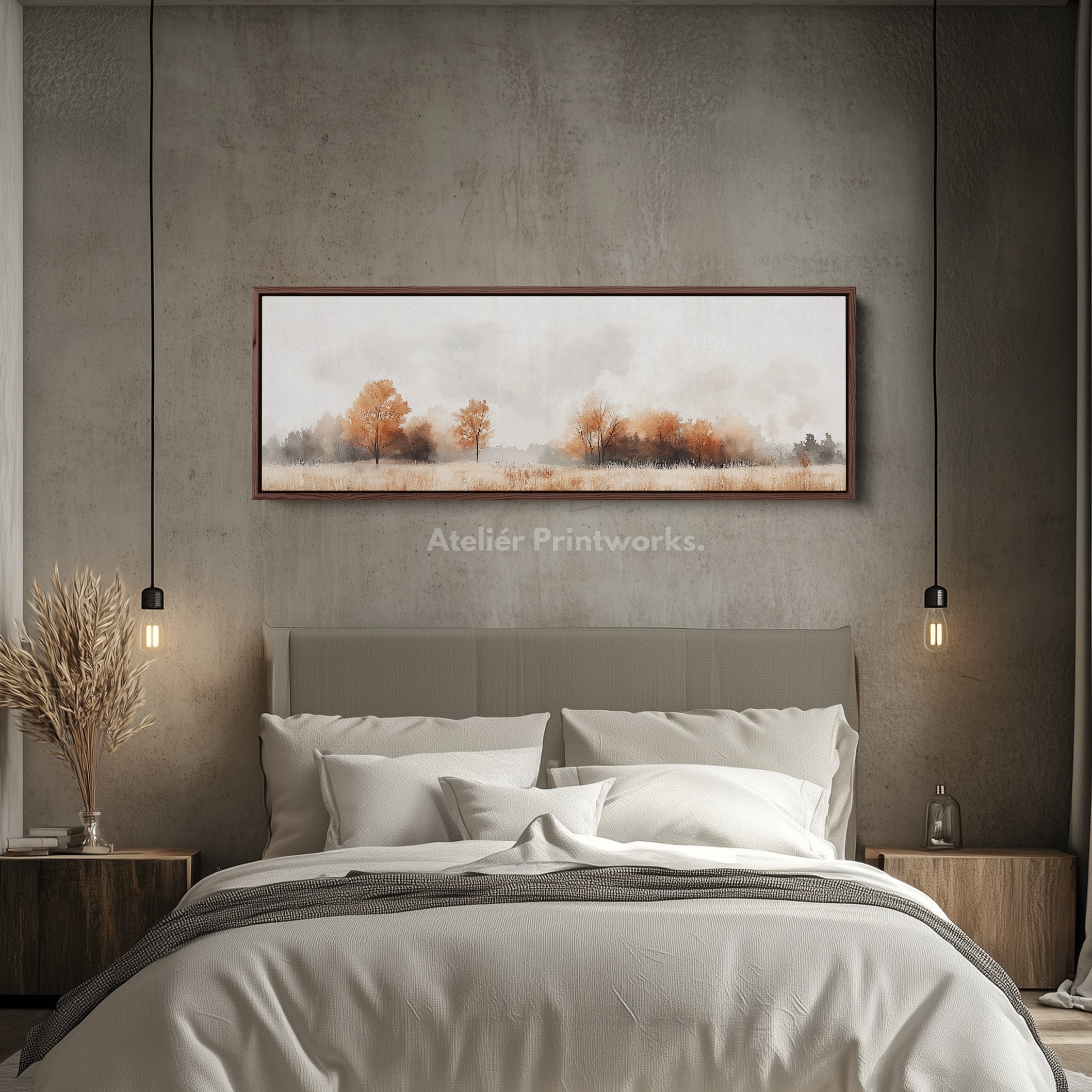 Muted Autumnal Forest Long Horizontal Skinny Wall Art