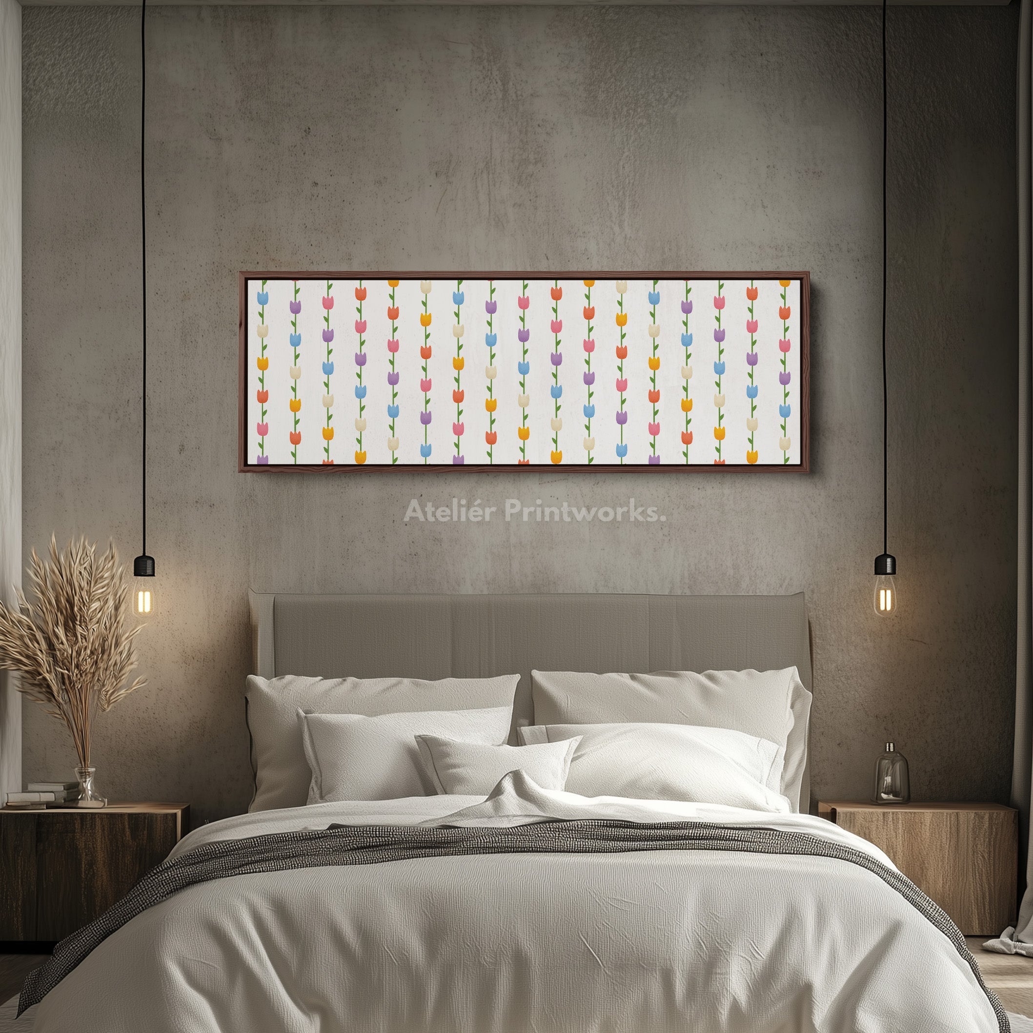 Horizontal Wall Art Colorful Tulips