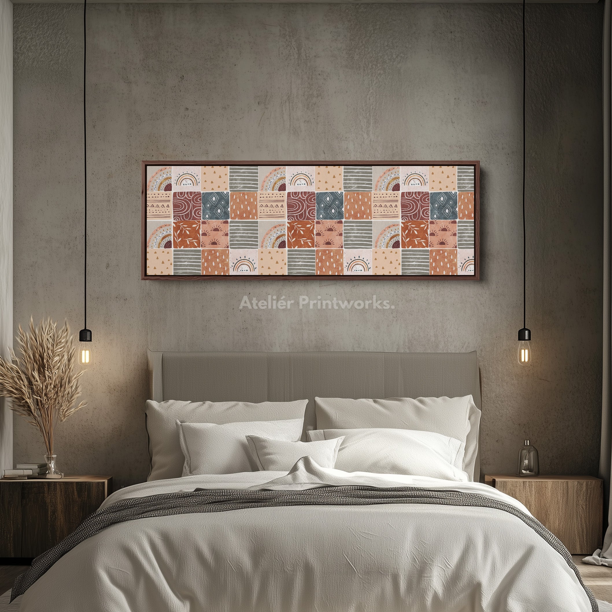 Horizontal Wall Art Muted Boho Pattern