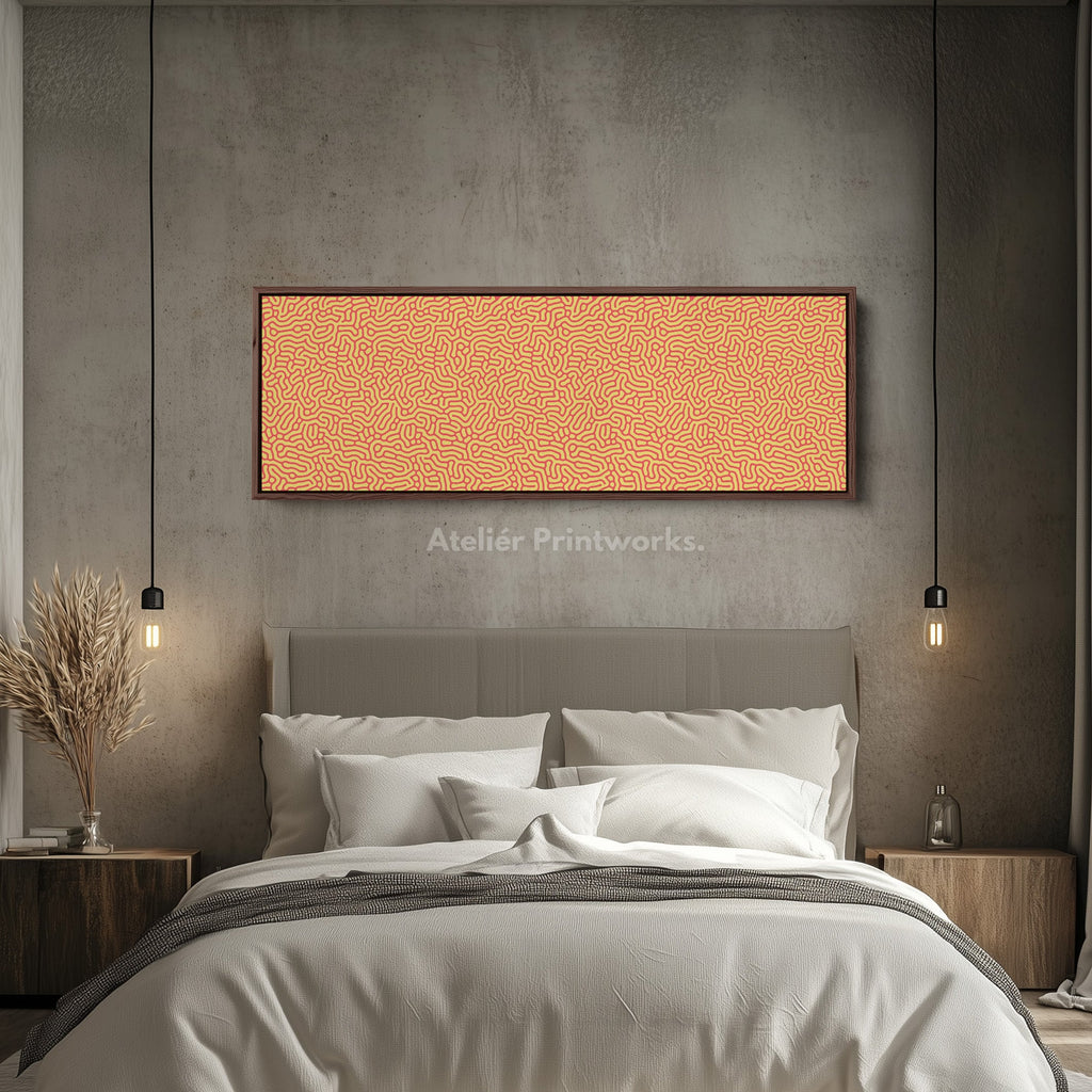 Yellow & Red Geometric Organic Pattern Horizontal Wall Art