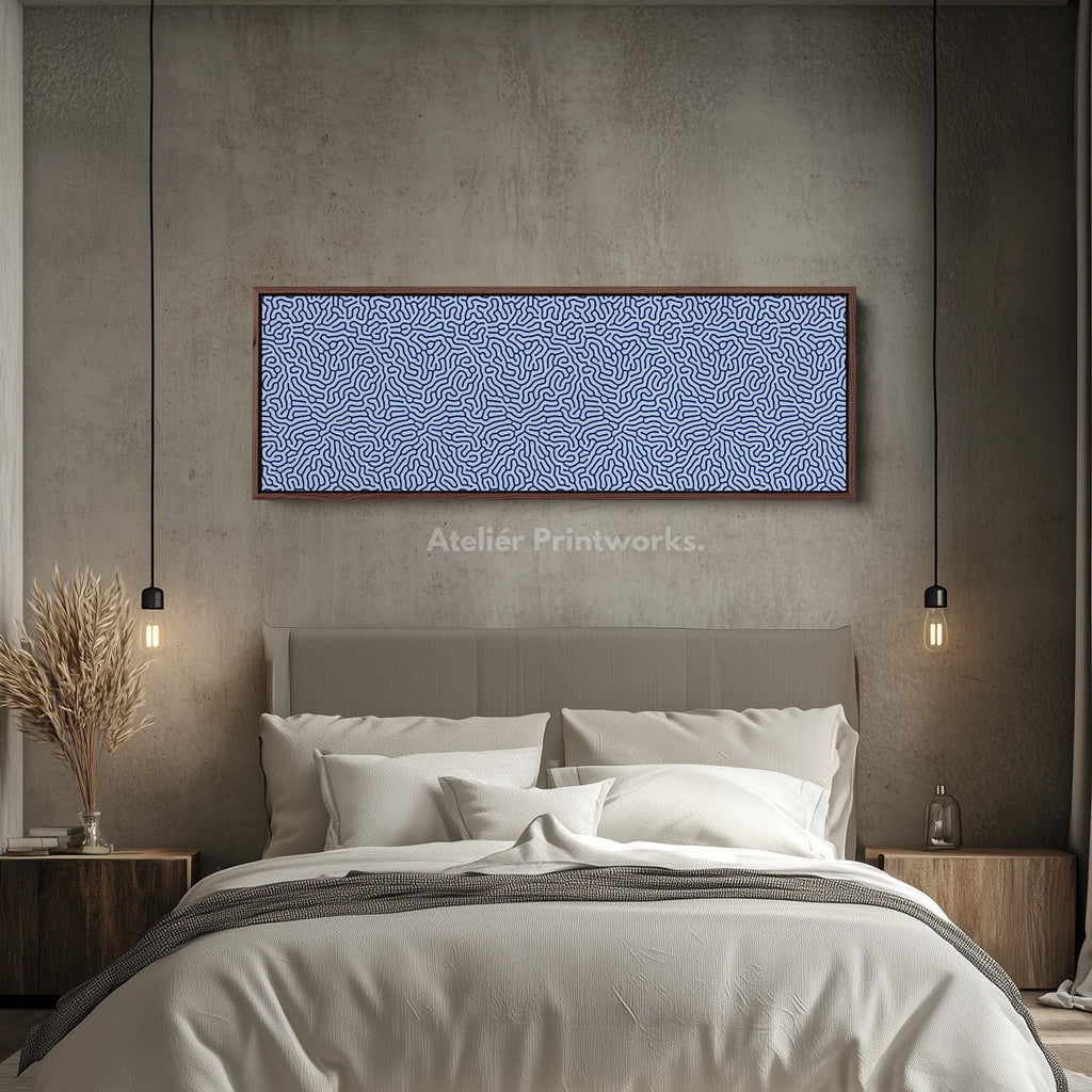 Blue Coral Pattern Panoramic Long Wall Decor