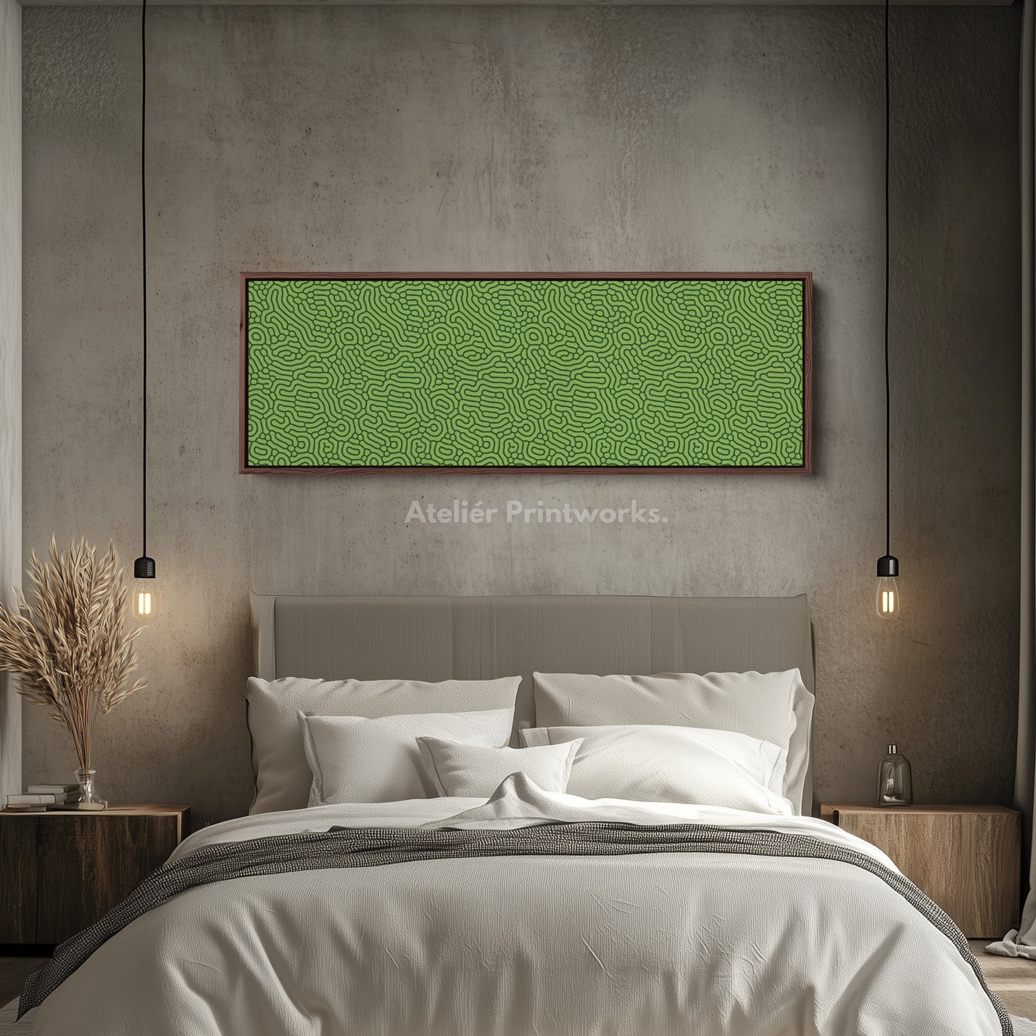 Green Organic Pattern Panoramic Long Wall Decor
