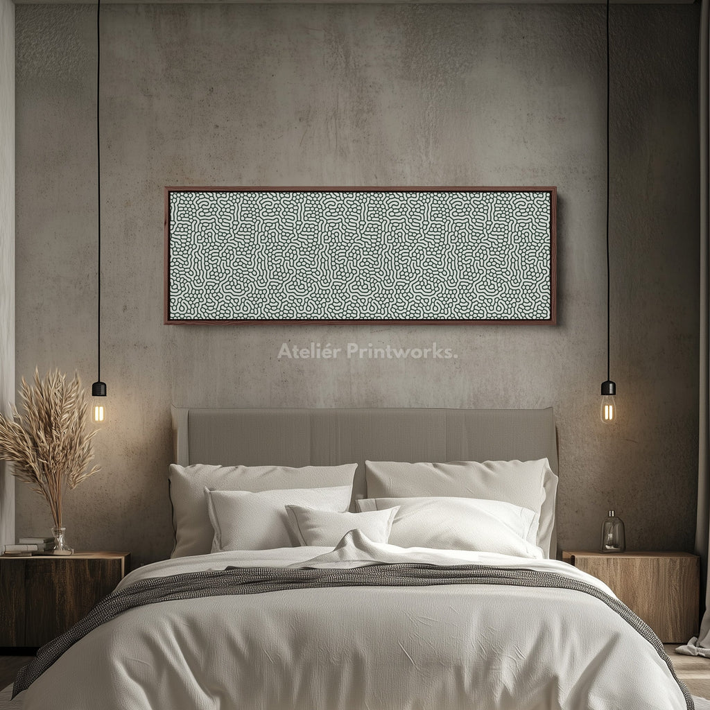 Green & White Organic Pattern Horizontal Long Wall Decor