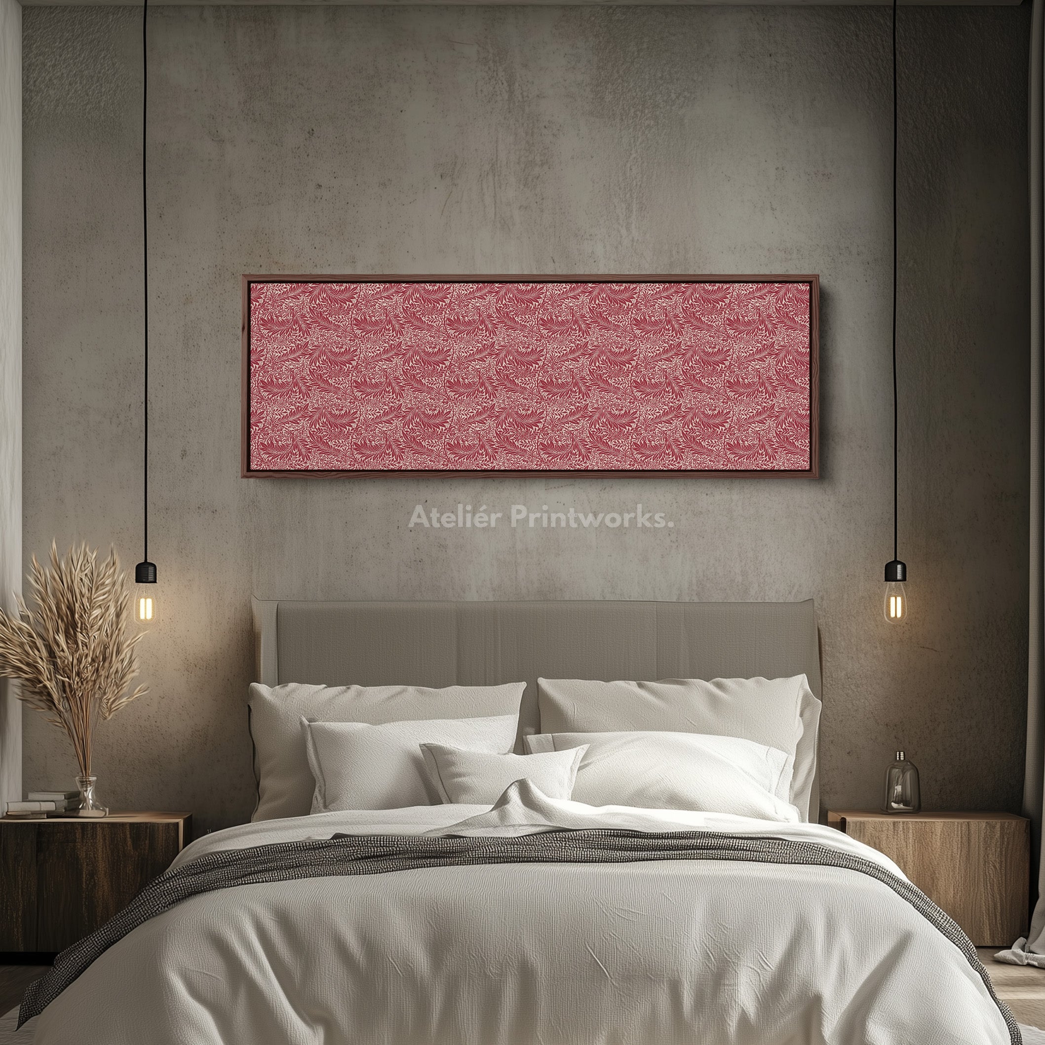 Horizontal Narrow Wall Decor William Morris Red Larkspur