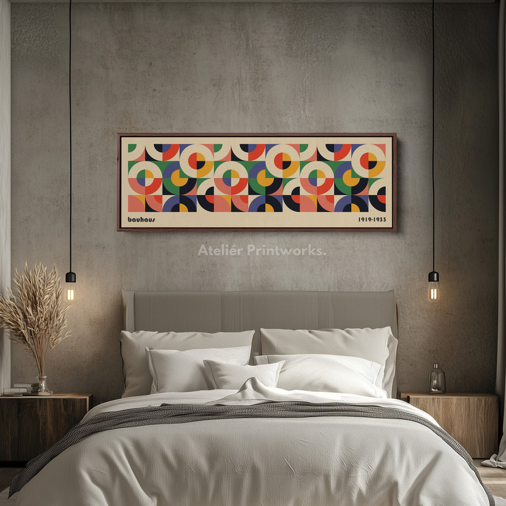 Horizontal Long Wall Art Beige Bauhaus Mid Century