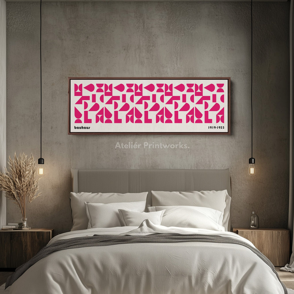 Panoramic Above Bed Wall Art Pink Bauhaus Modern