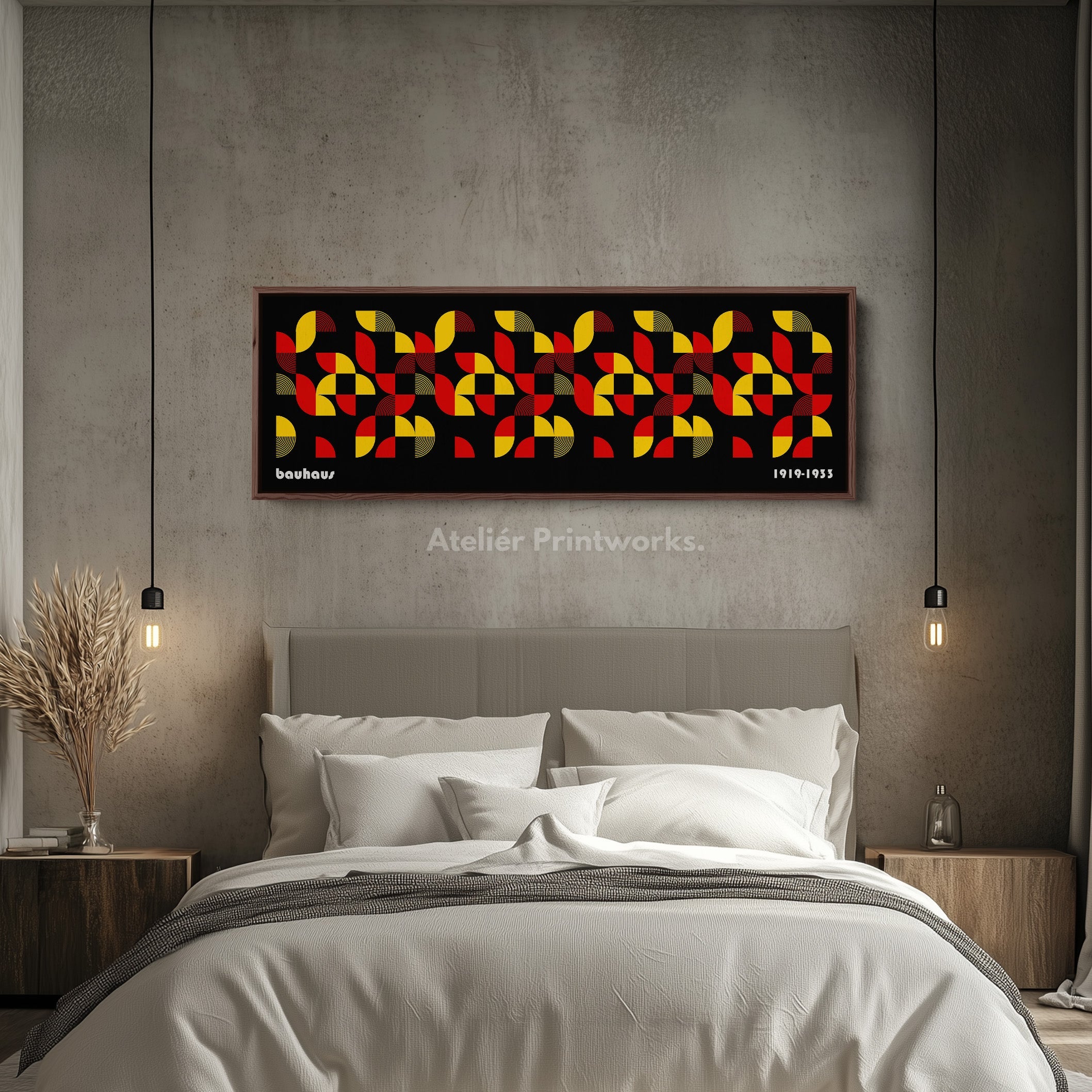 Narrow Above Bed Wall Decor Large Framed Bauhaus Modern