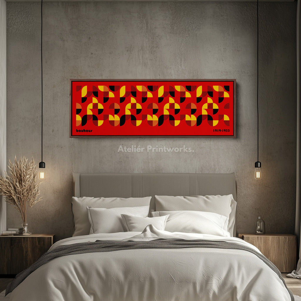 Horizontal Above Bed Red Wall Art Bauhaus