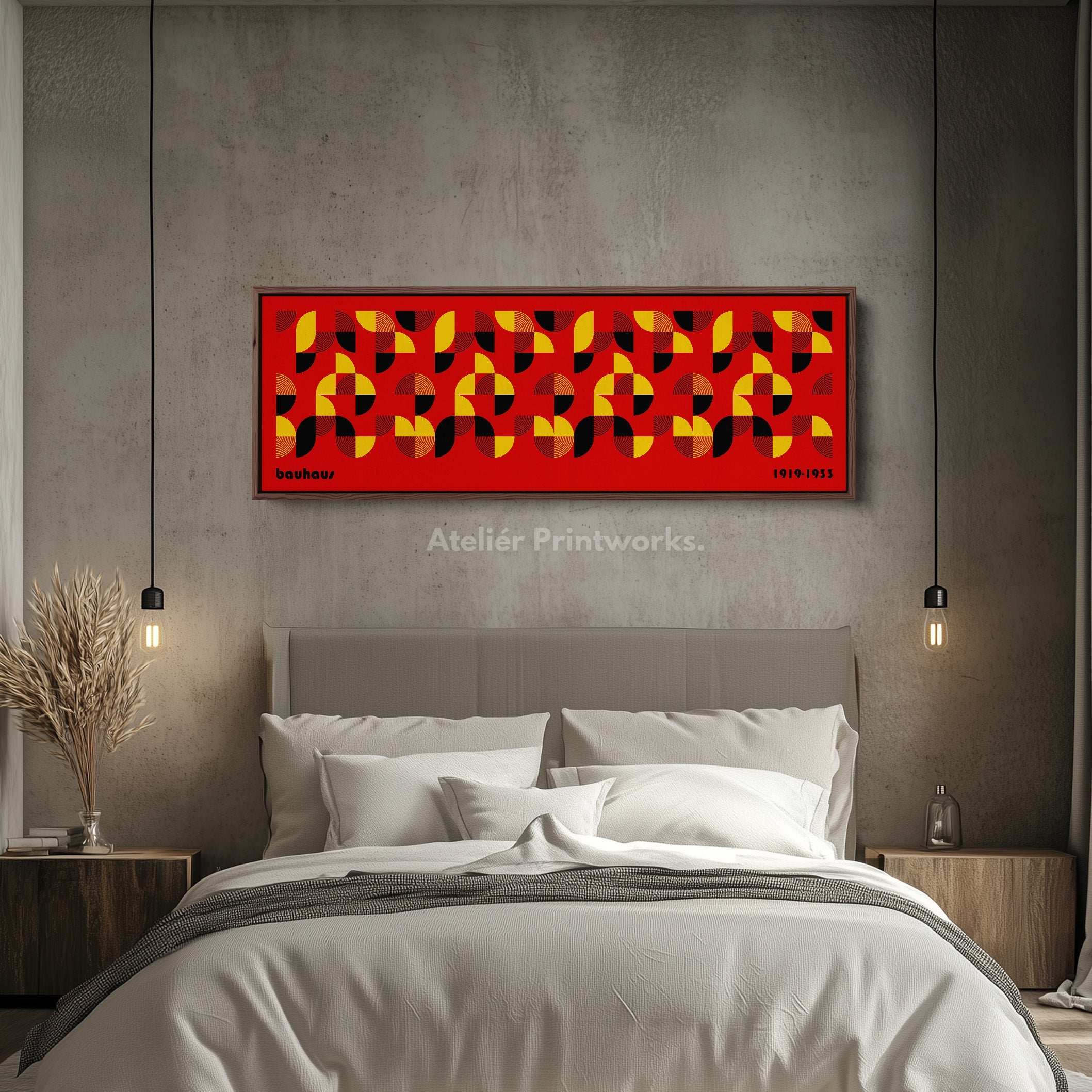 Horizontal Above Bed Red Wall Art Bauhaus
