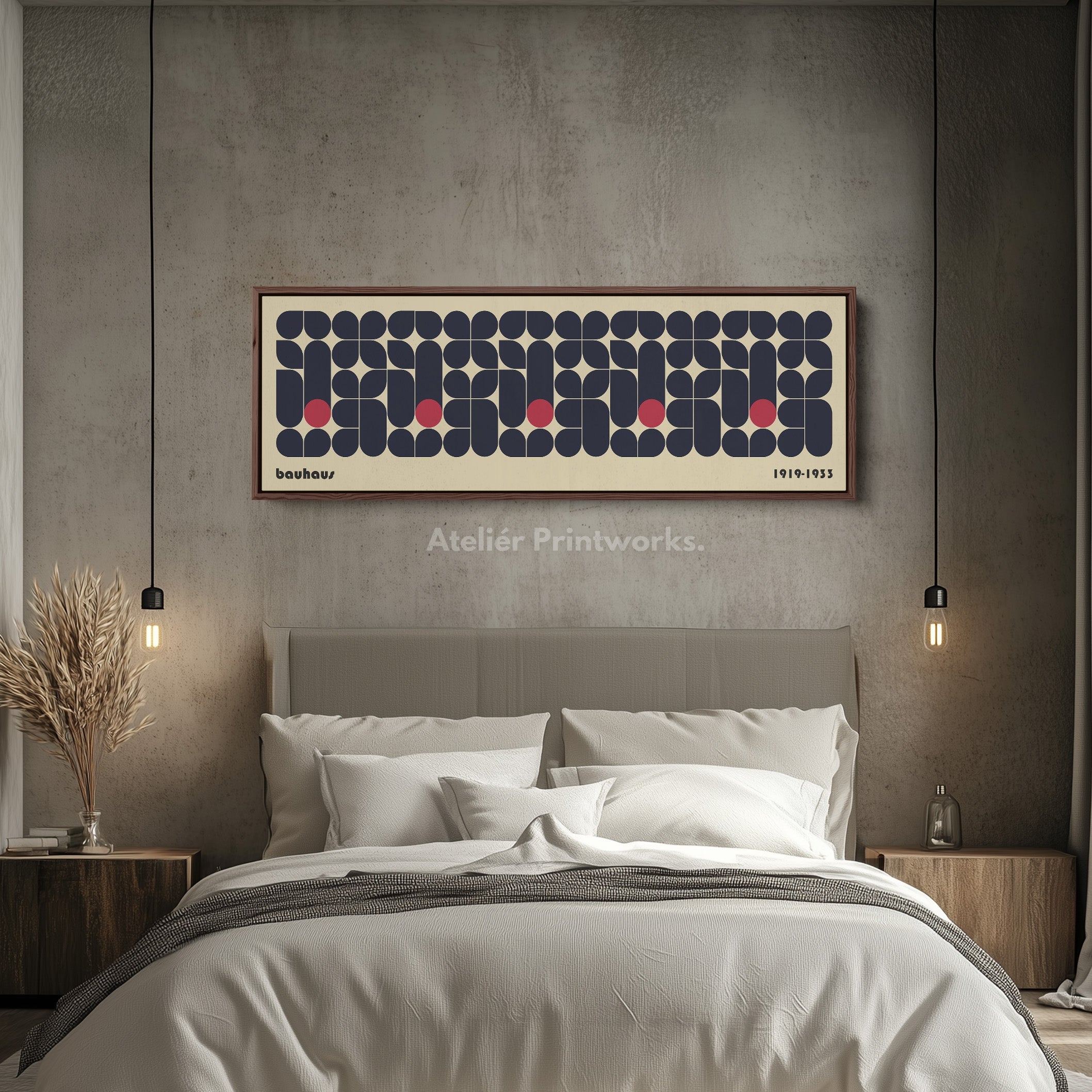 Long Framed Guest Bedroom Wall Art Modern Bauhaus