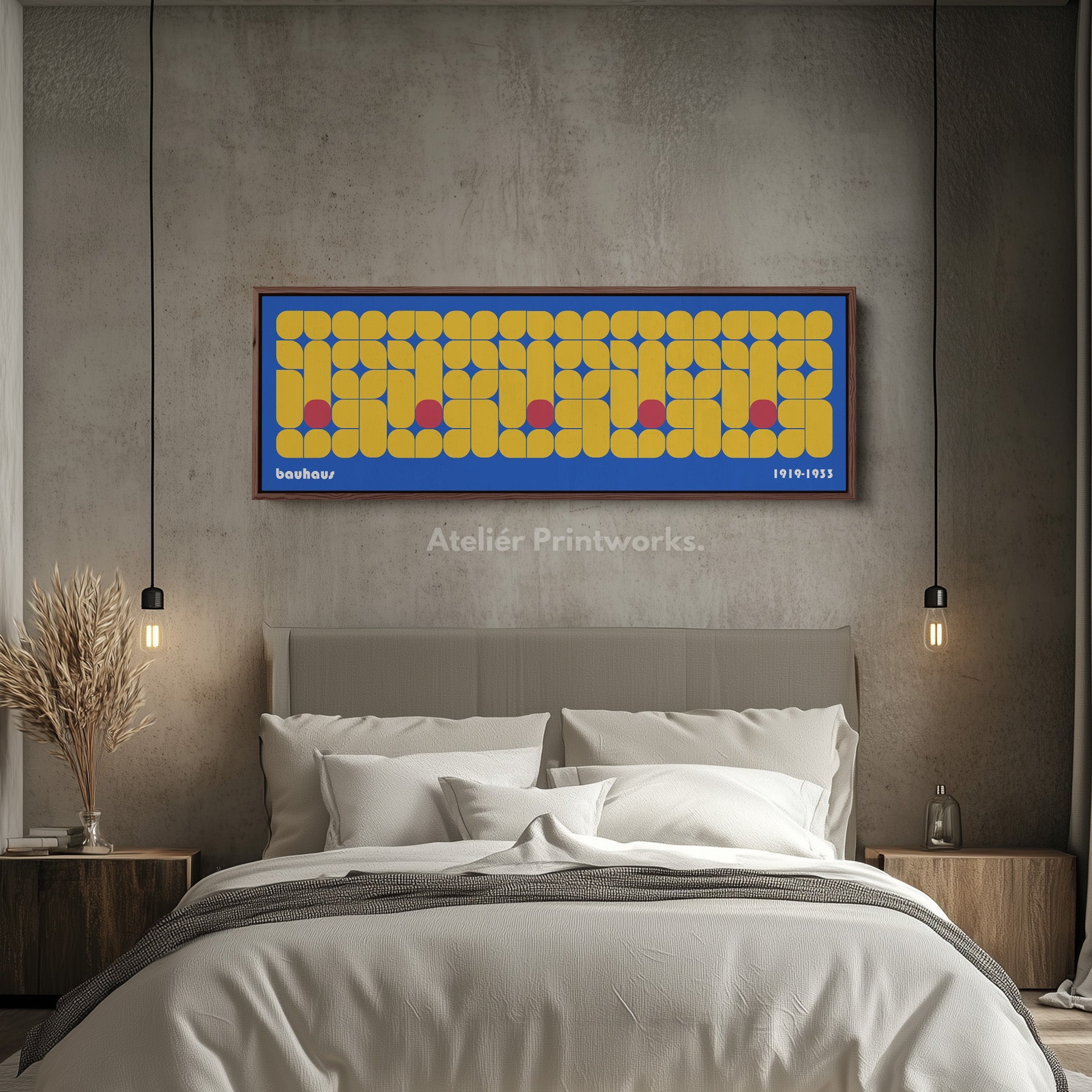 Panoramic Living Room Bauhaus Blue Wall Decor