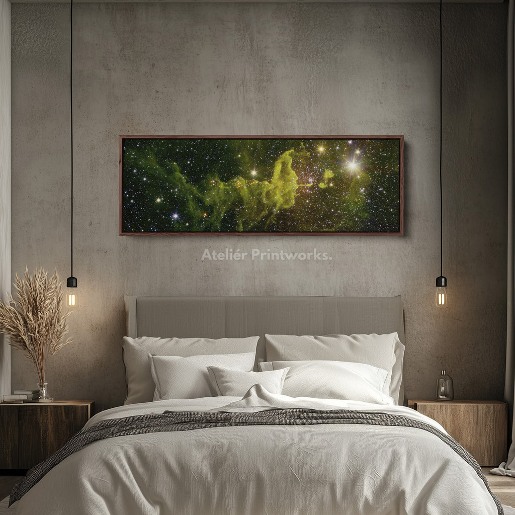 Hubble Nebula Space Photograph Horizontal Framed Narrow Wall Decor