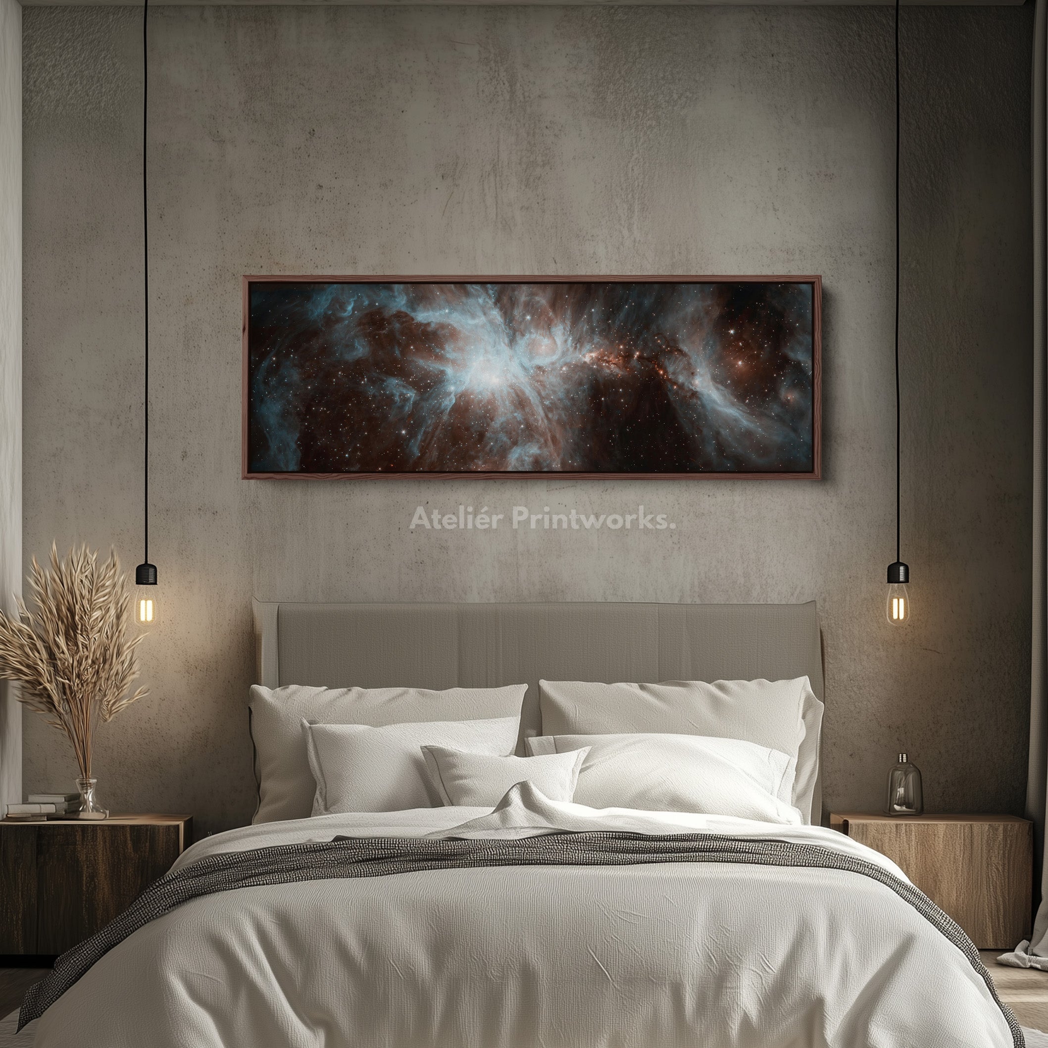 Large Framed Long Horizontal Canvas Hubble Nebula NASA Wall Art