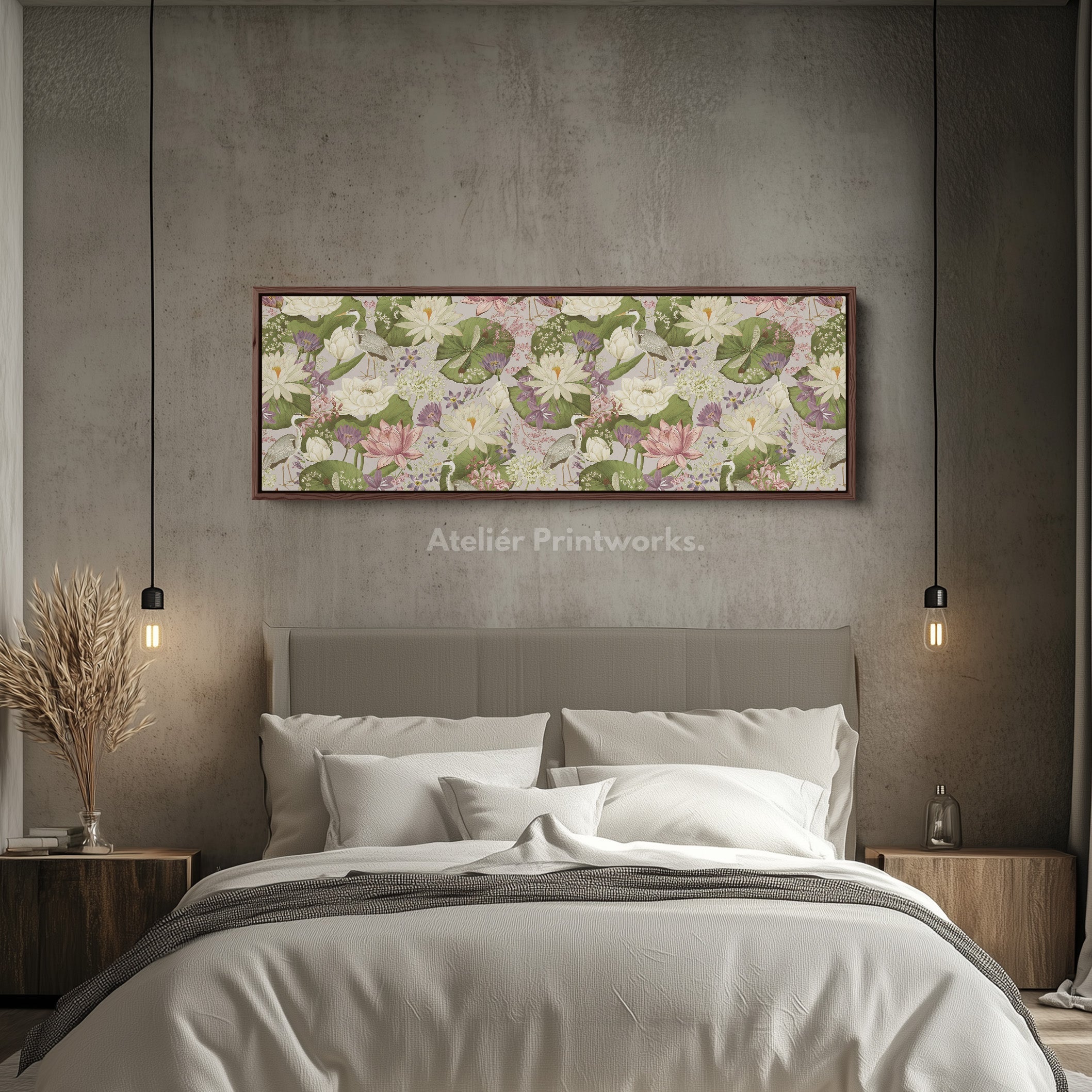 Horizontal Watercolour Iris Flower Botanical Canvas Wall Art