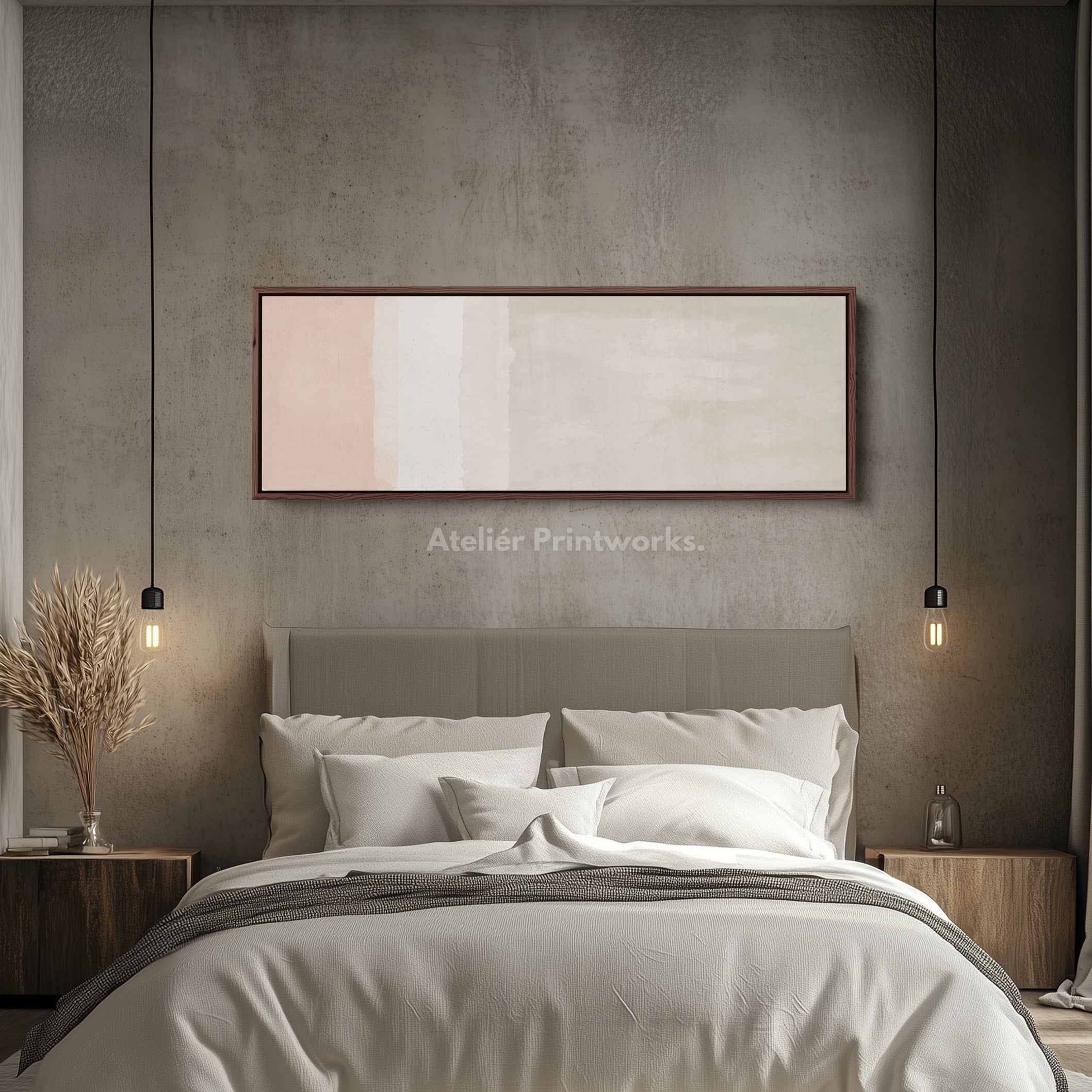 Horizontal Wall Art Light Beige And Cream Minimal Wall Decor For Hallway