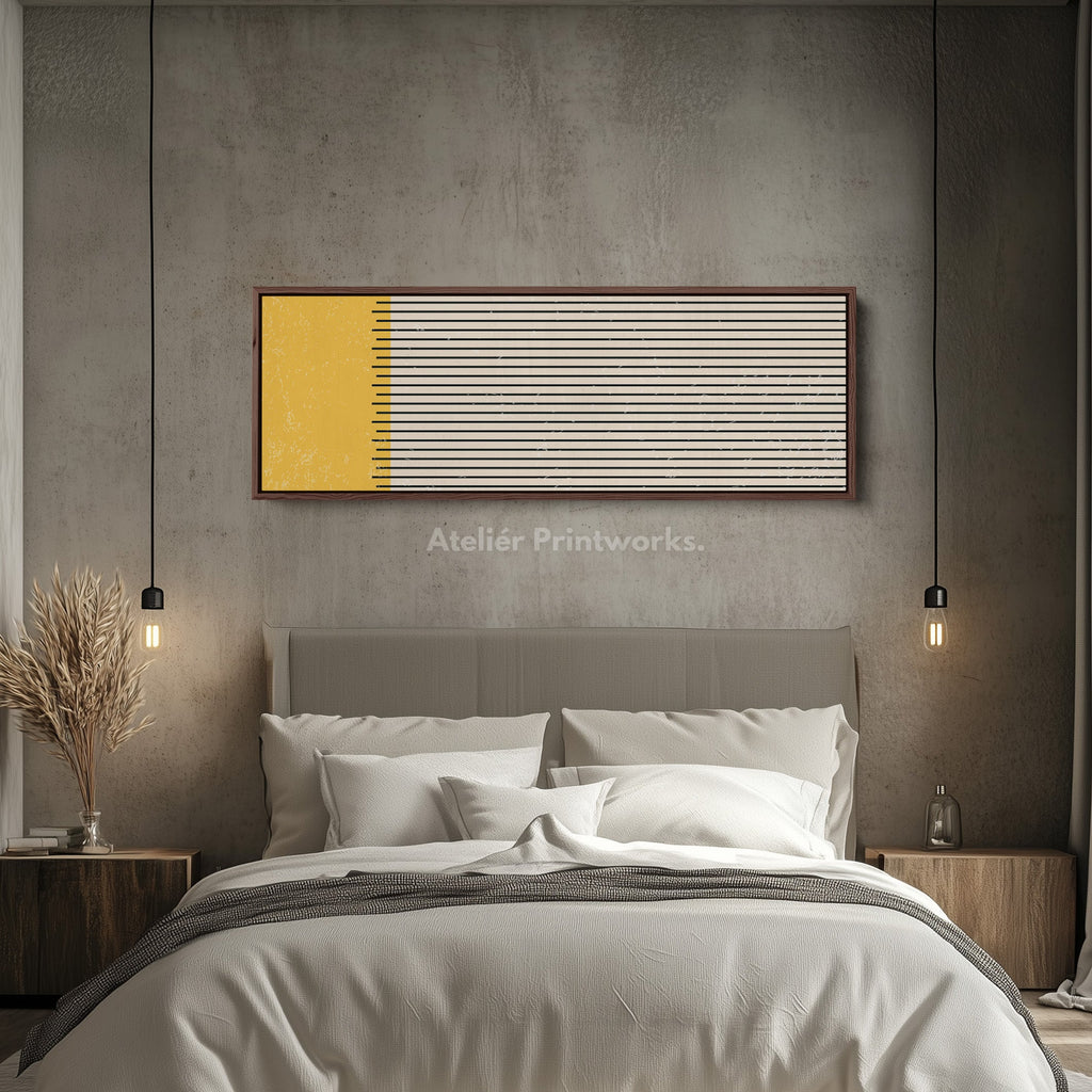 Horizontal Wall Art Yellow Beige Black Long Canvas For Kitchen Or Hallway