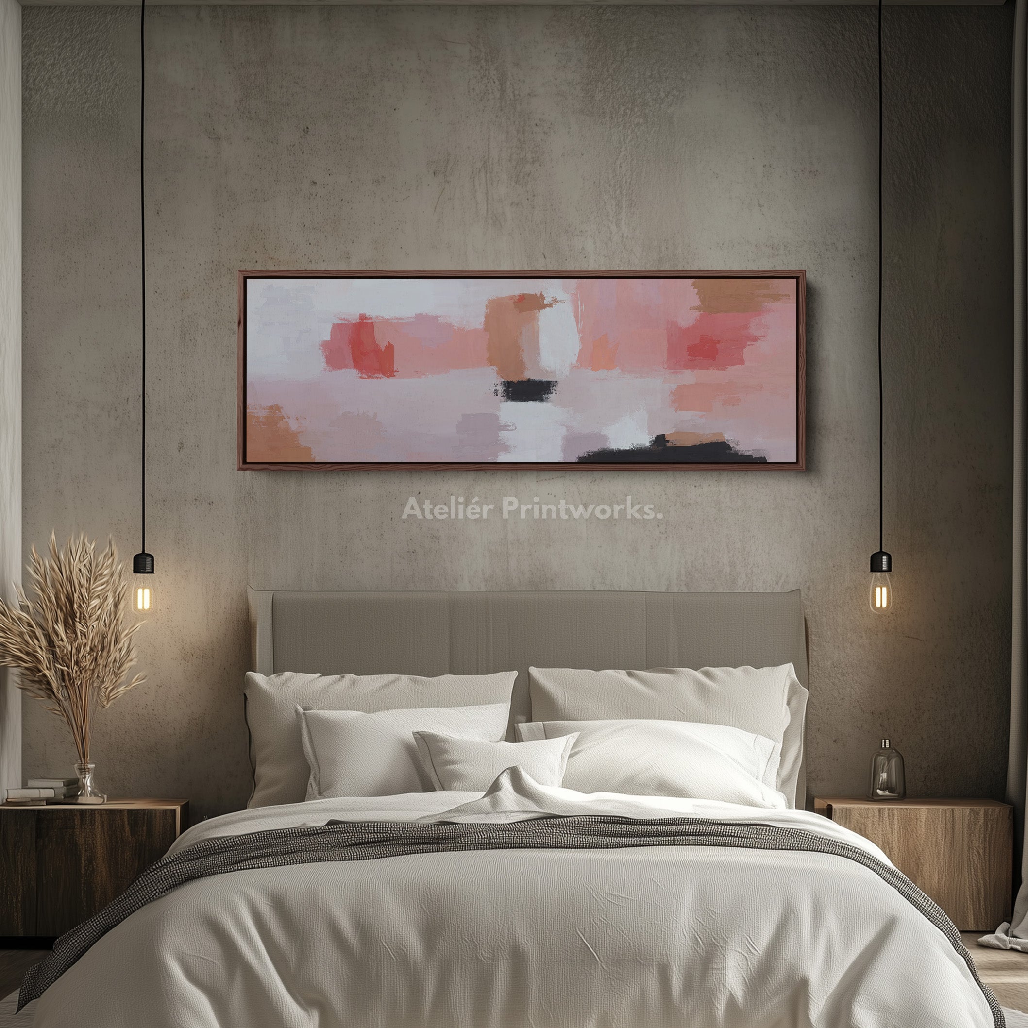 Wide Canvas Calm Pink And Neutral Abstract For Bedroom