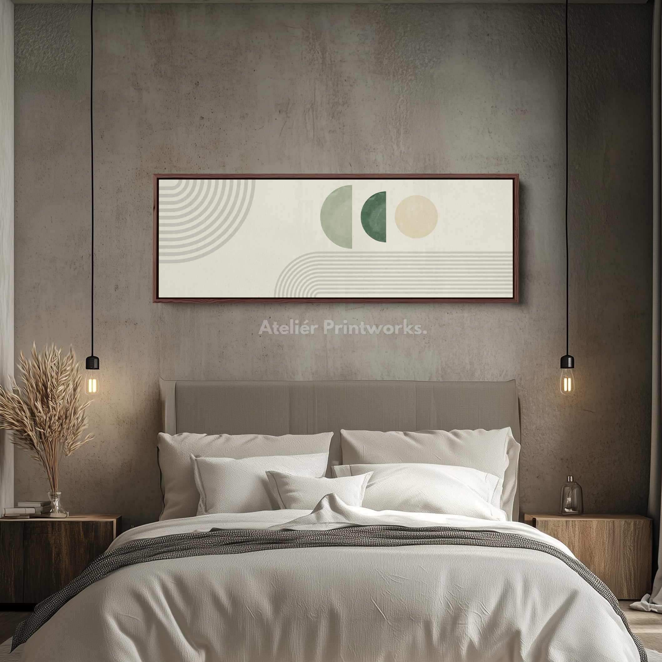 Geometric Narrow Wall Decor Sage Green Circles For Modern Interiors