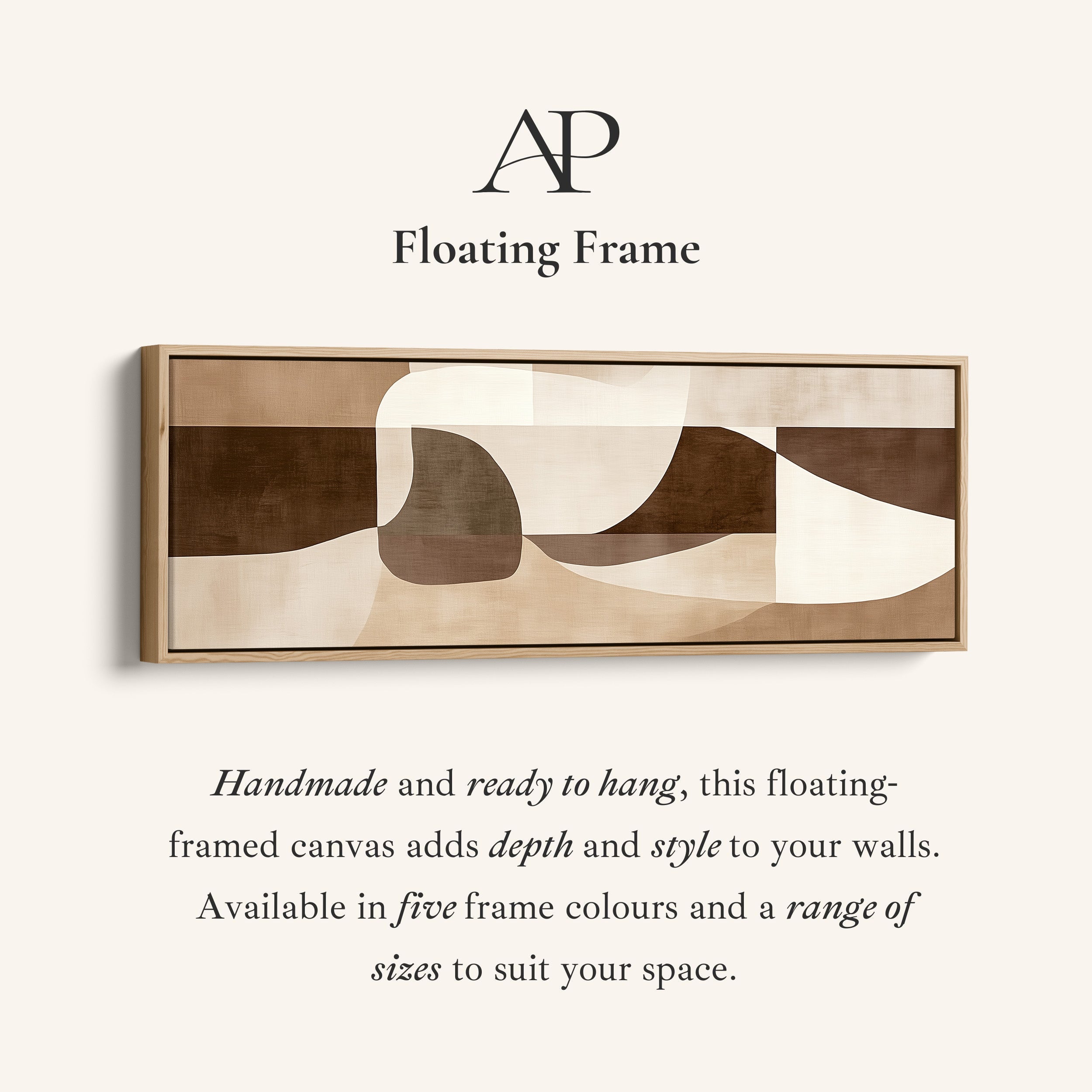 Long Framed Canvas Geometric Neutral Forms Wide Canvas For Hallway