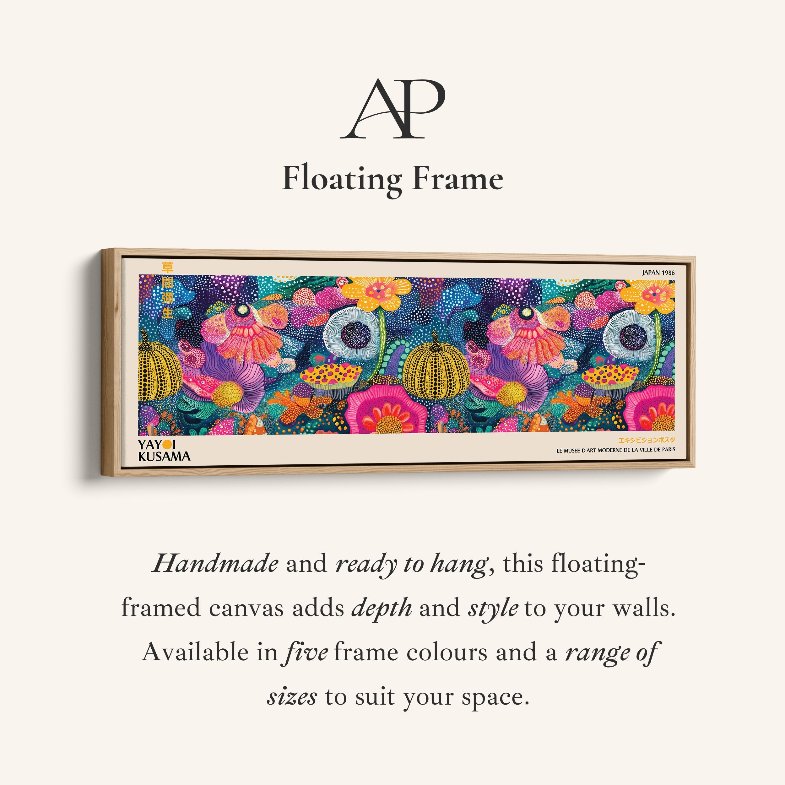Yayoi Kusama Wide Wall Art Colourful Dotted Flowers Long Wall Art For Bedroom