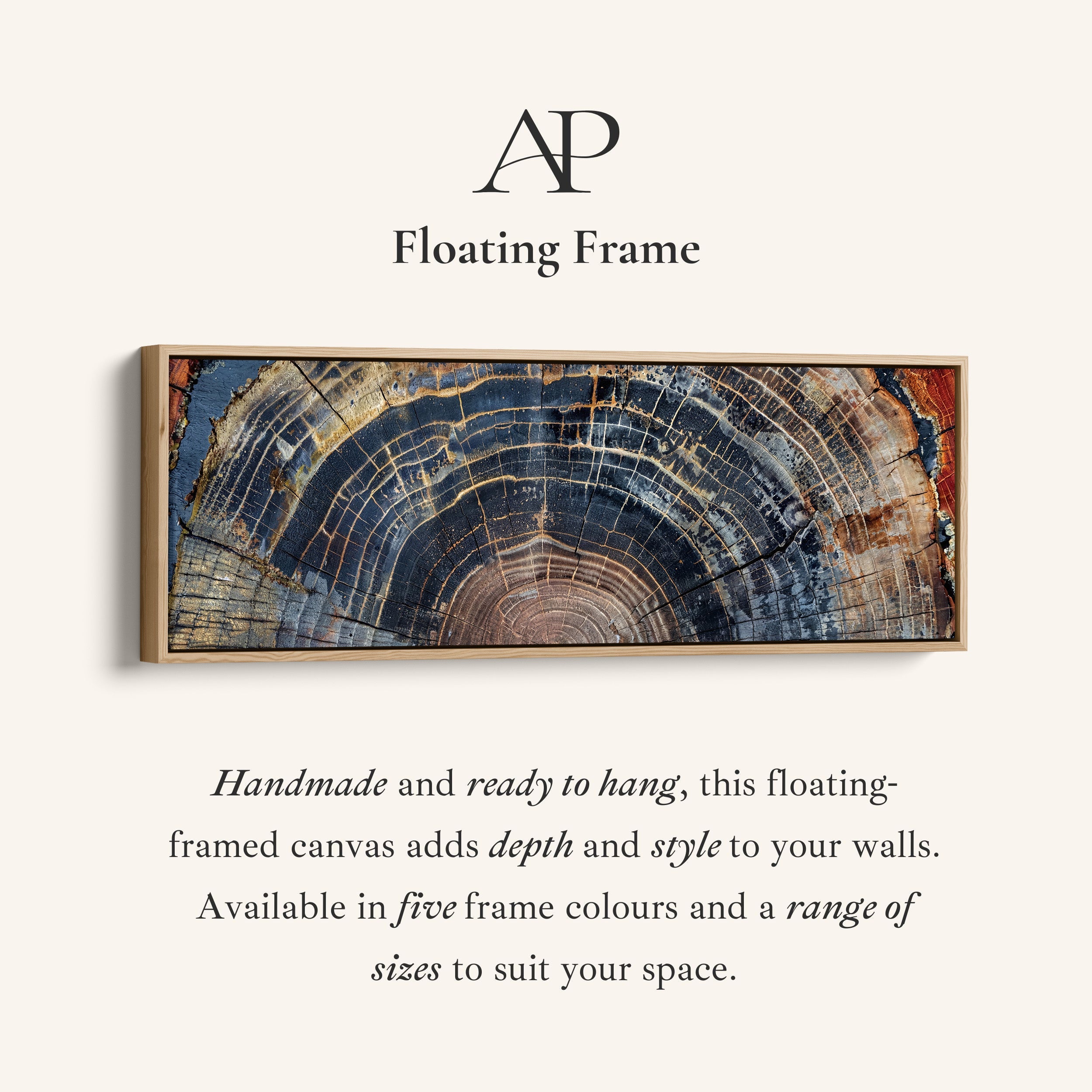 Wide Wall Art Tree Ring Cross Section Long Canvas For Office
