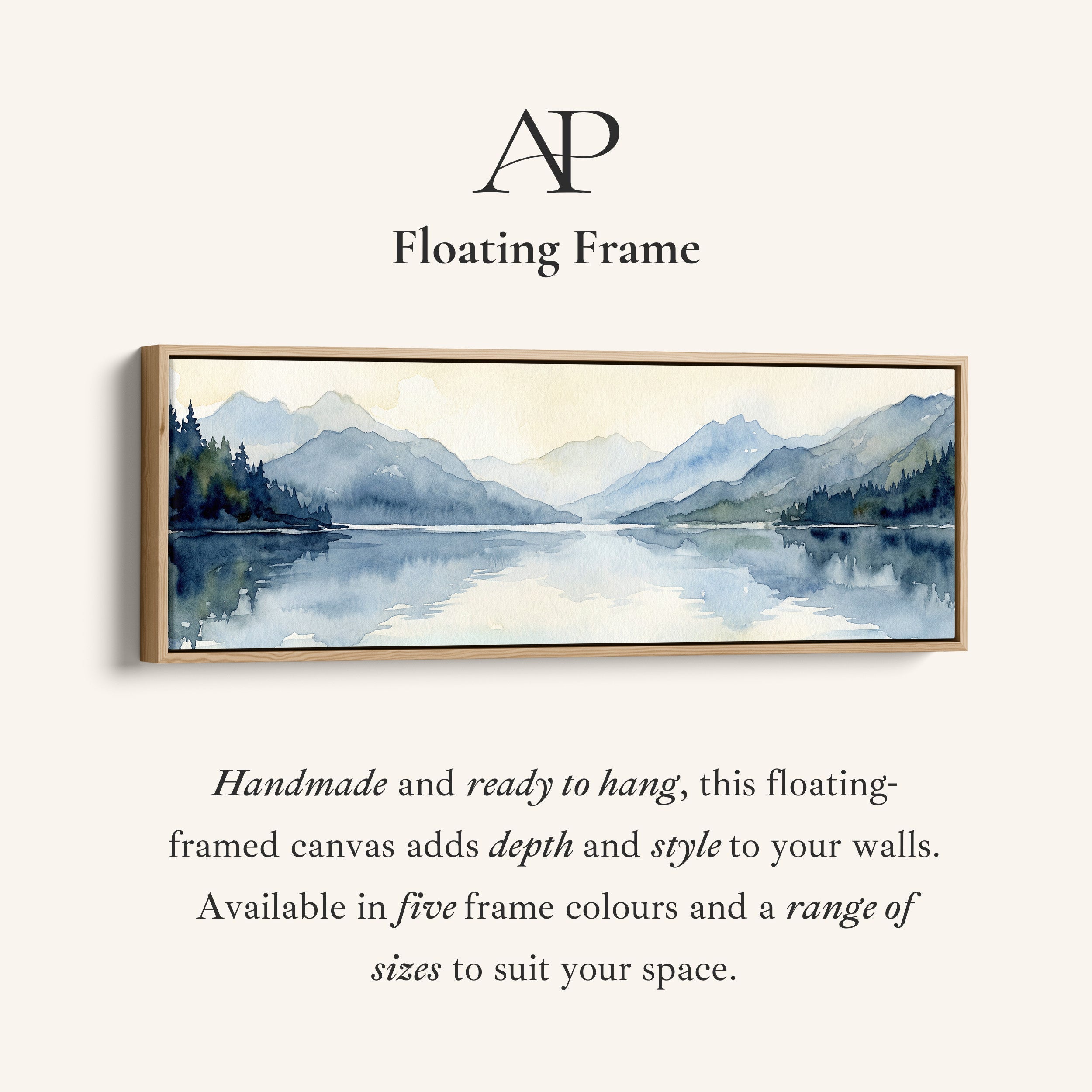 Panoramic Wall Art Misty Mountain Lake Long Canvas For Bedroom