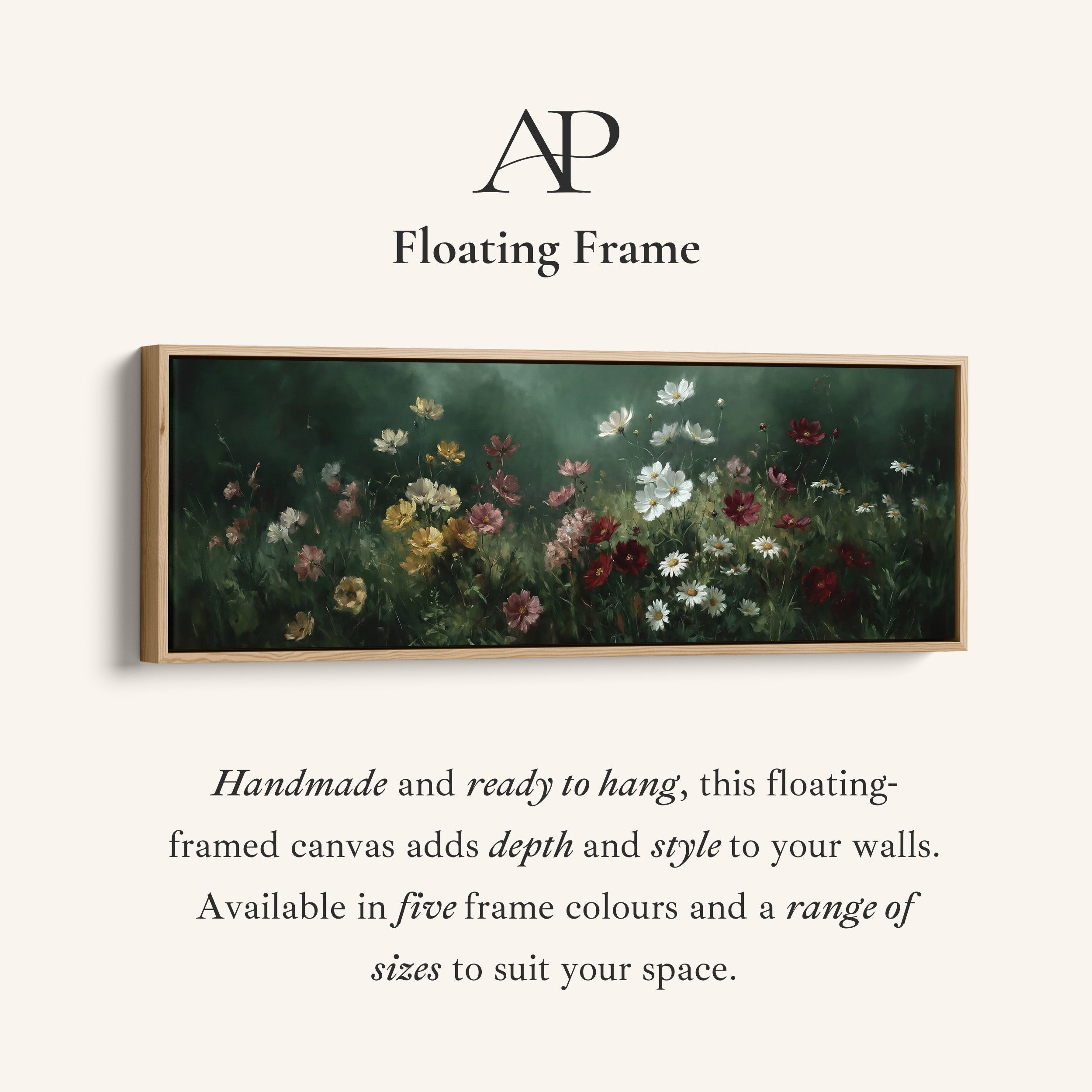 Wide Wall Art Deep Forest Floral Field Long Canvas For Hallway