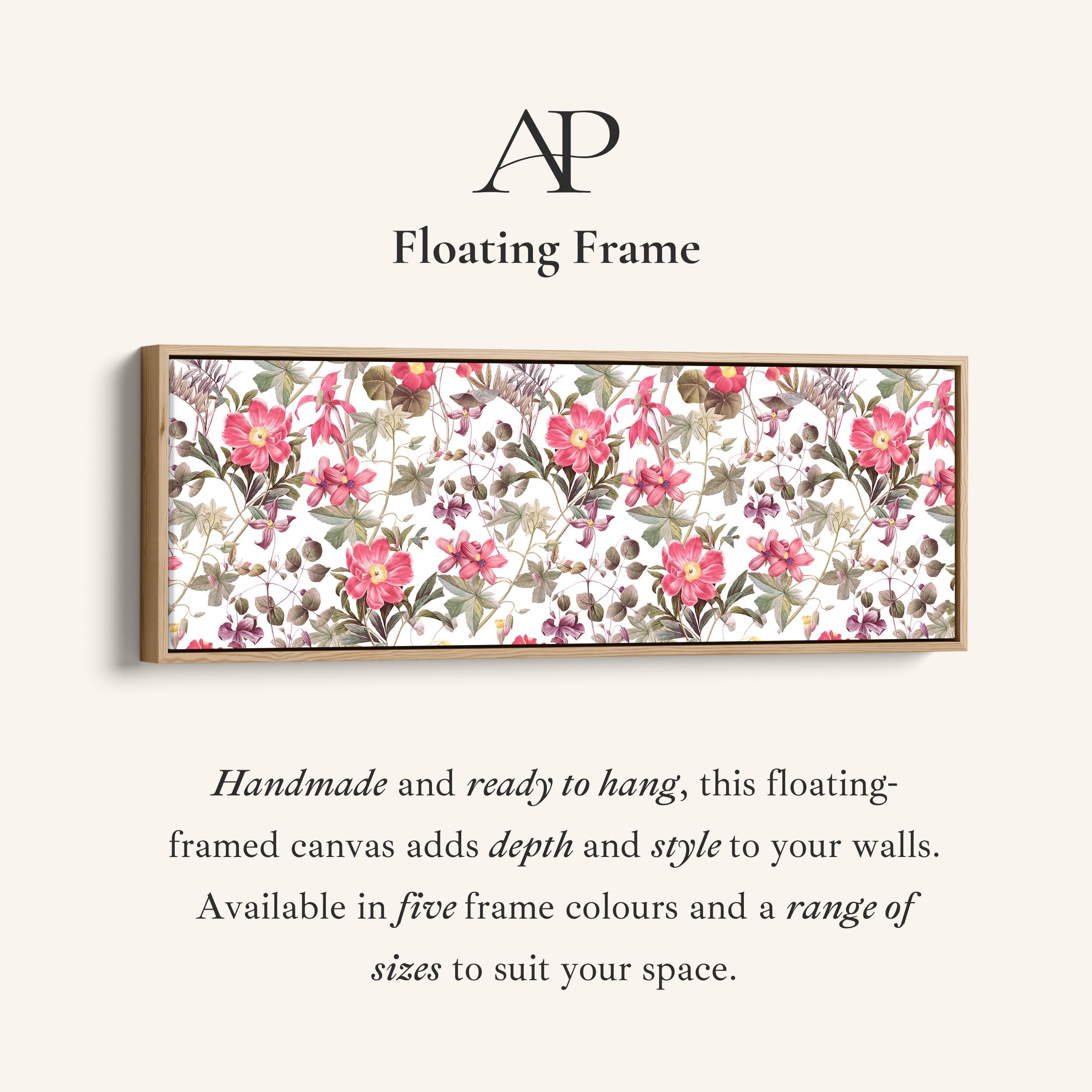 Wide Wall Art Vintage Botanical Floral Pattern Long Canvas For Living Room