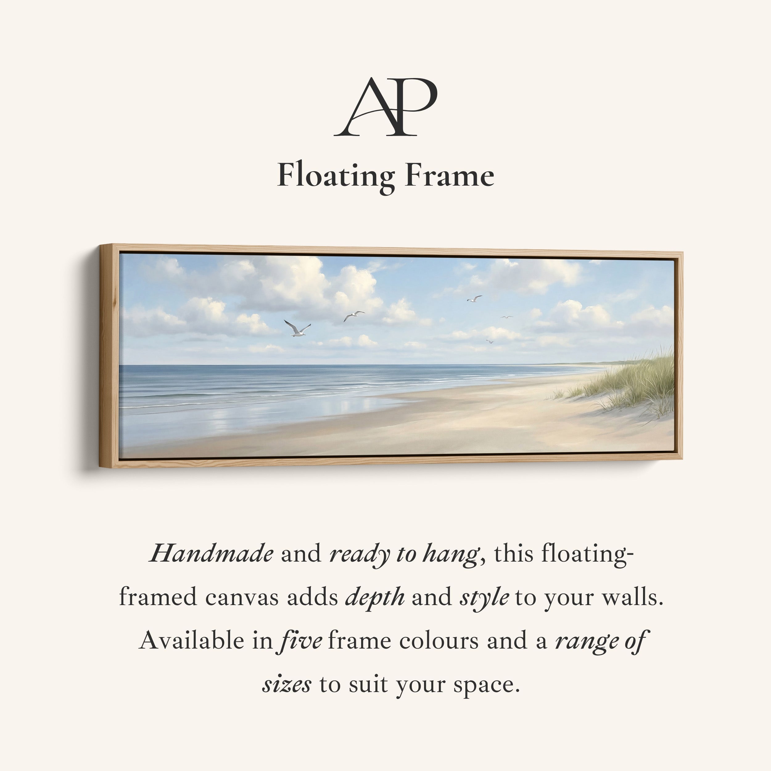 Horizontal Wall Art Calm Beach With Seagulls Panoramic Canvas Print Bedroom