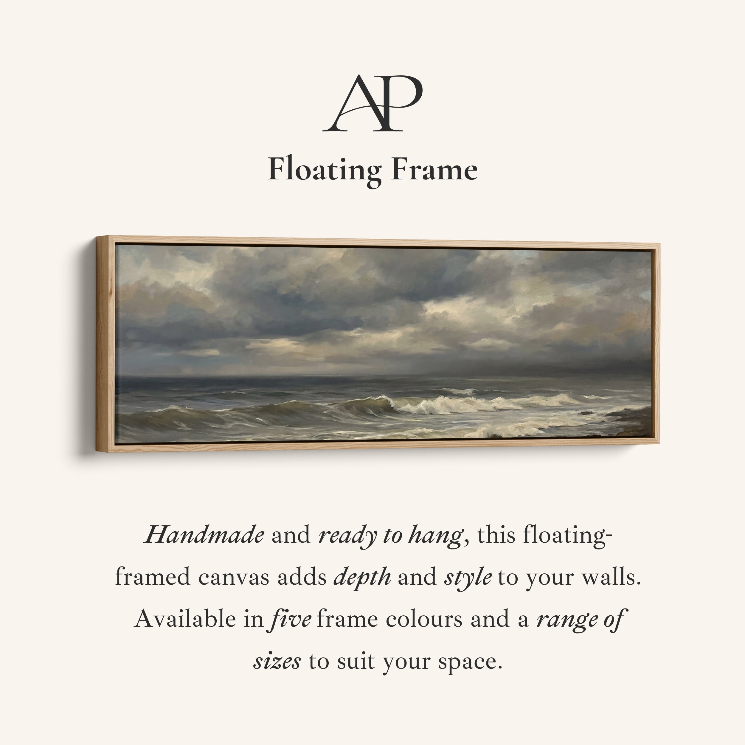 Long Wall Art Rolling Waves And Dark Sky Panoramic Canvas Print Living Room