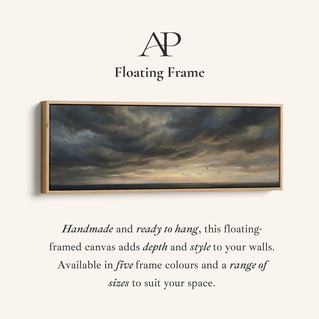 Horizontal Wall Art Seagulls Over Stormy Sea Extra Wide Canvas Hallway
