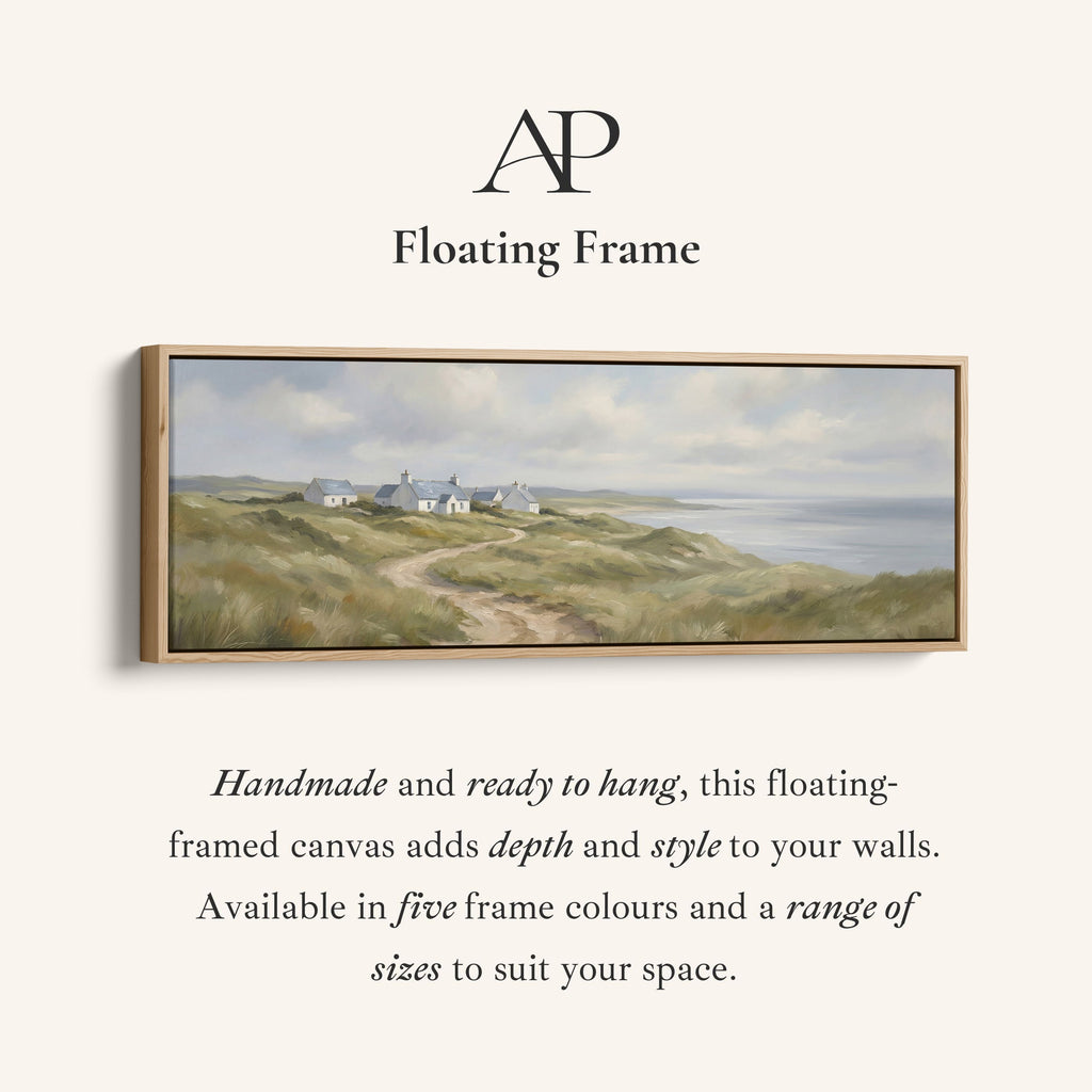 Coastal Cottages On Cliffs Horizontal Wall Art Panoramic Canvas Print Living Room
