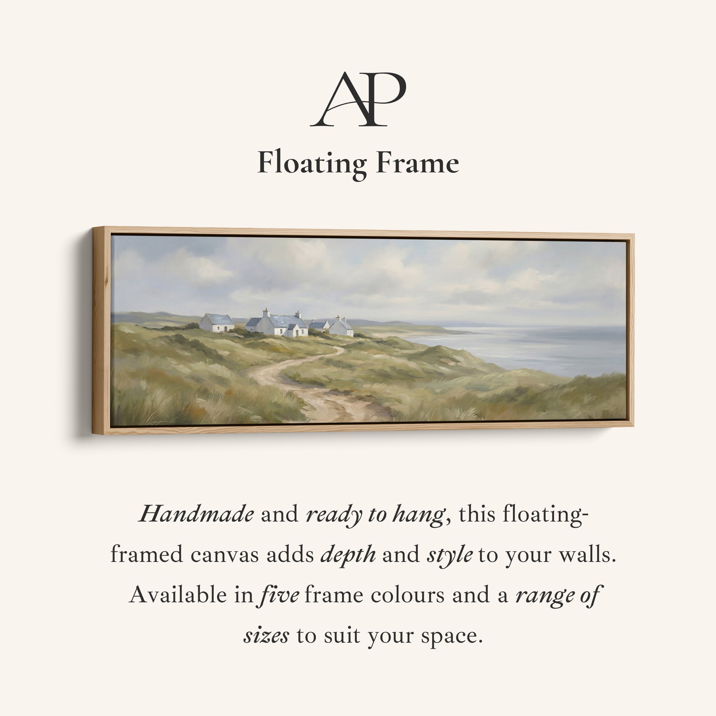 Coastal Cottages On Cliffs Horizontal Wall Art Panoramic Canvas Print Living Room