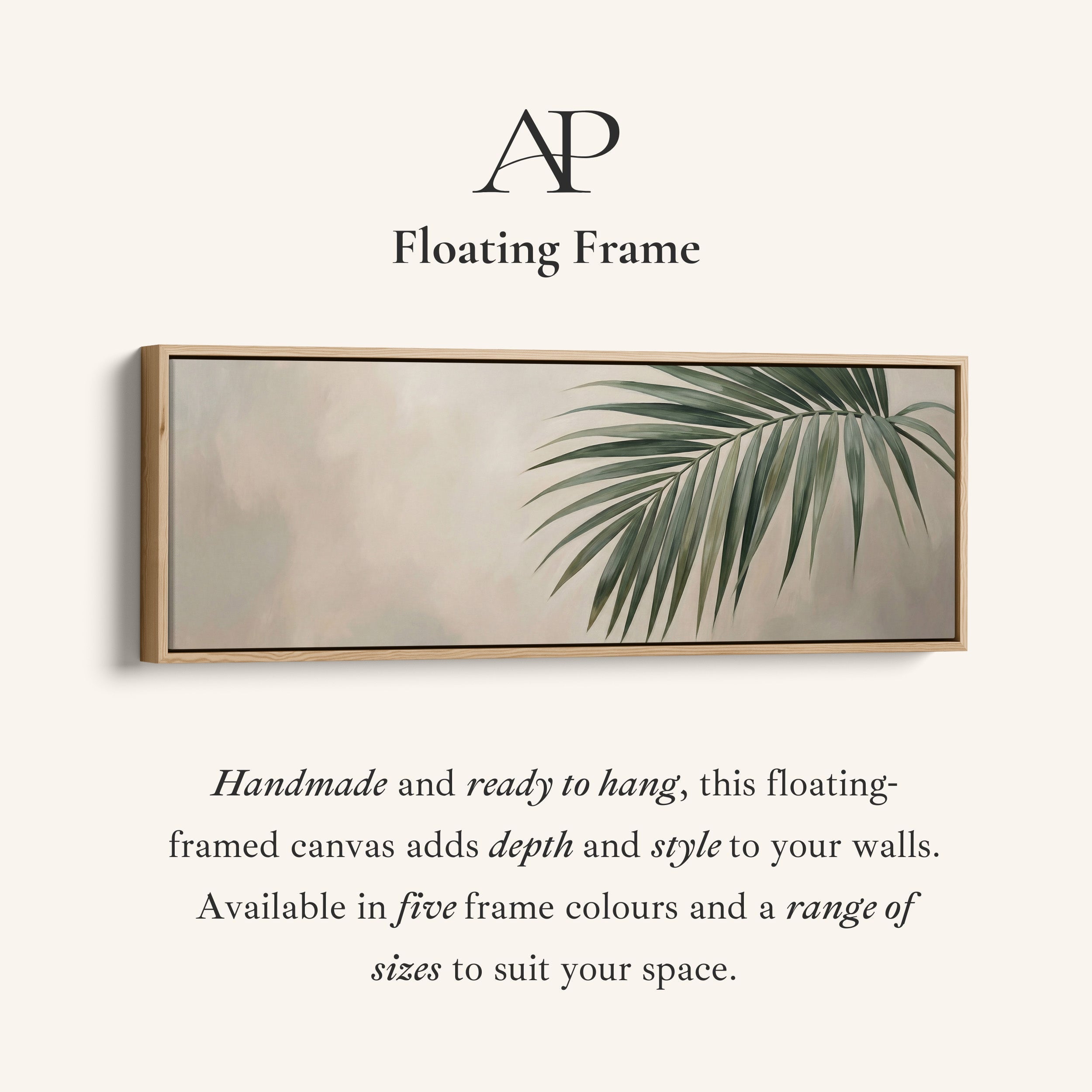 Palm Leaf On Neutral Background Wide Canvas Oversized Wall Decor Bedroom