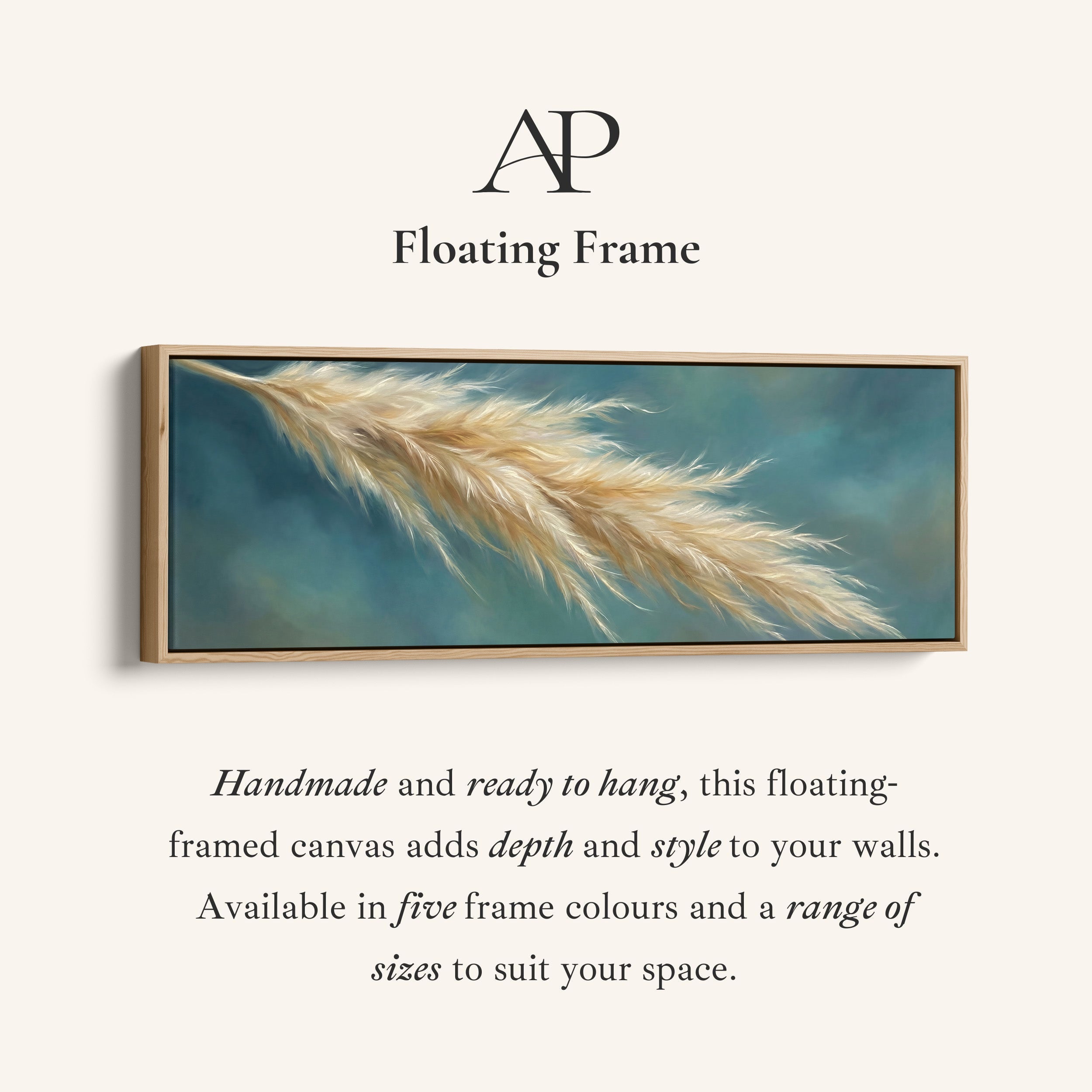 Pampas Grass On Blue Background Large Wall Art Panoramic Canvas Print Hallway