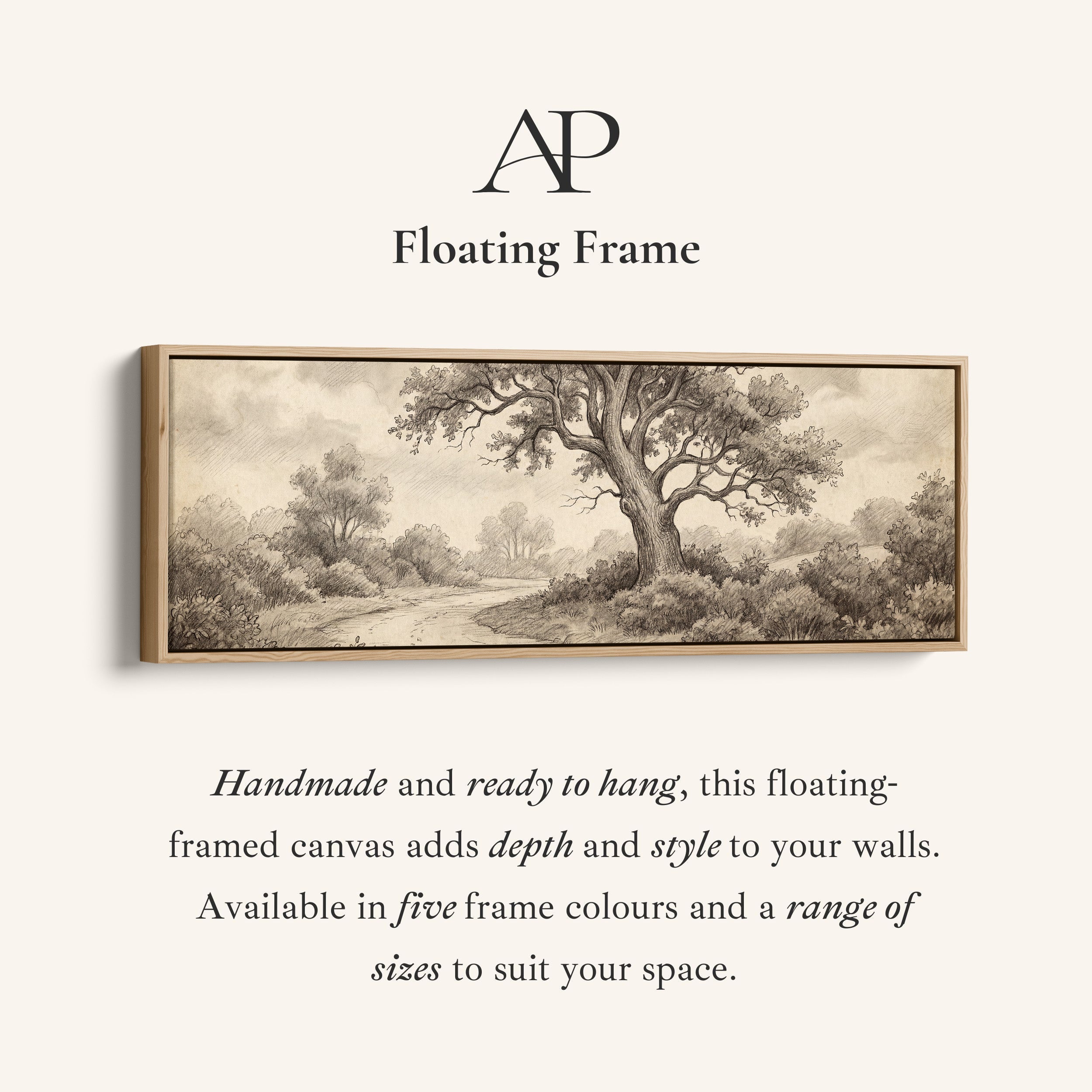 Woodland Path Pencil Drawing Above Soft Wall Art Extra Wide Canvas Office