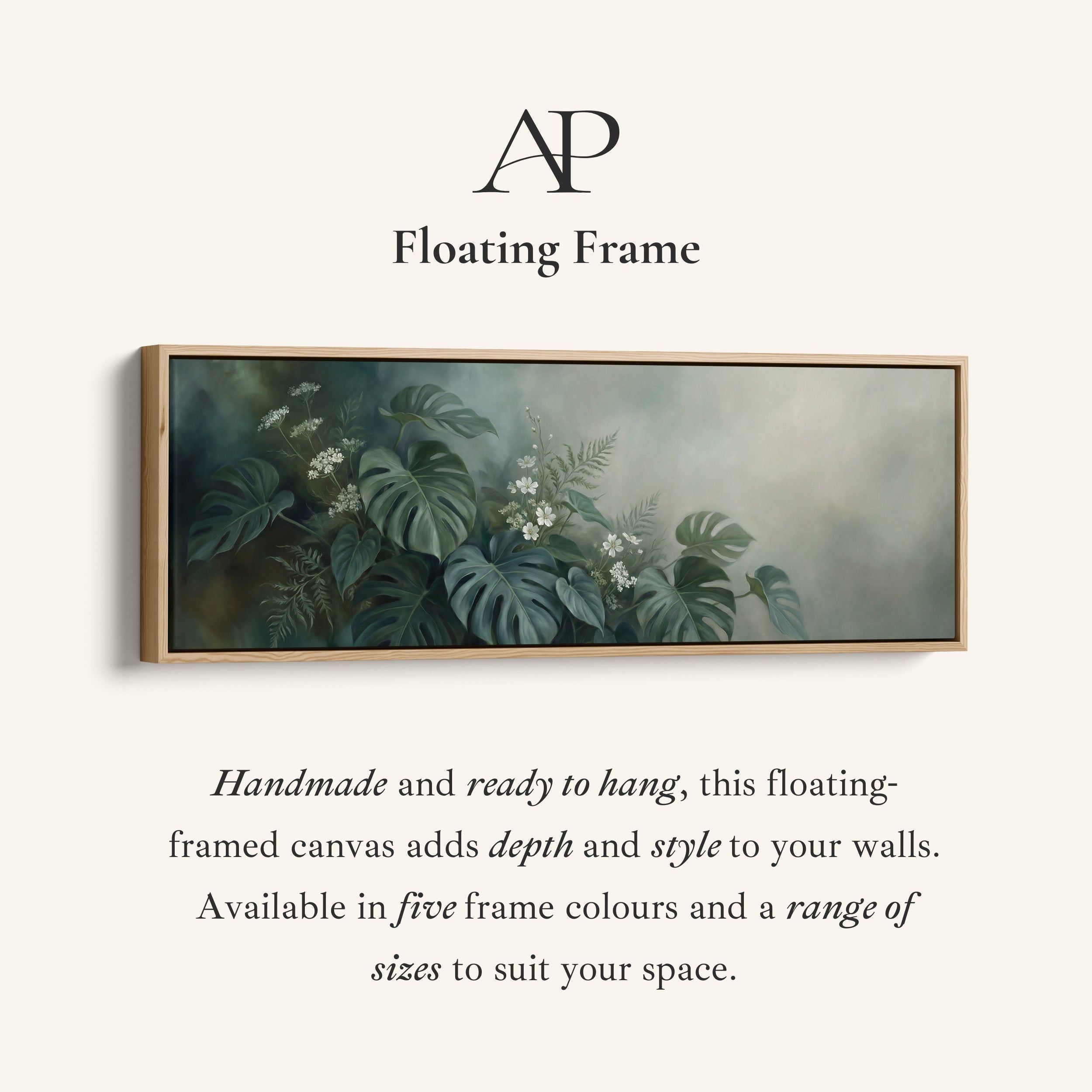 Above Bed Wall Art Tropical Leaves And White Blossoms Panoramic Canvas Print Living Room