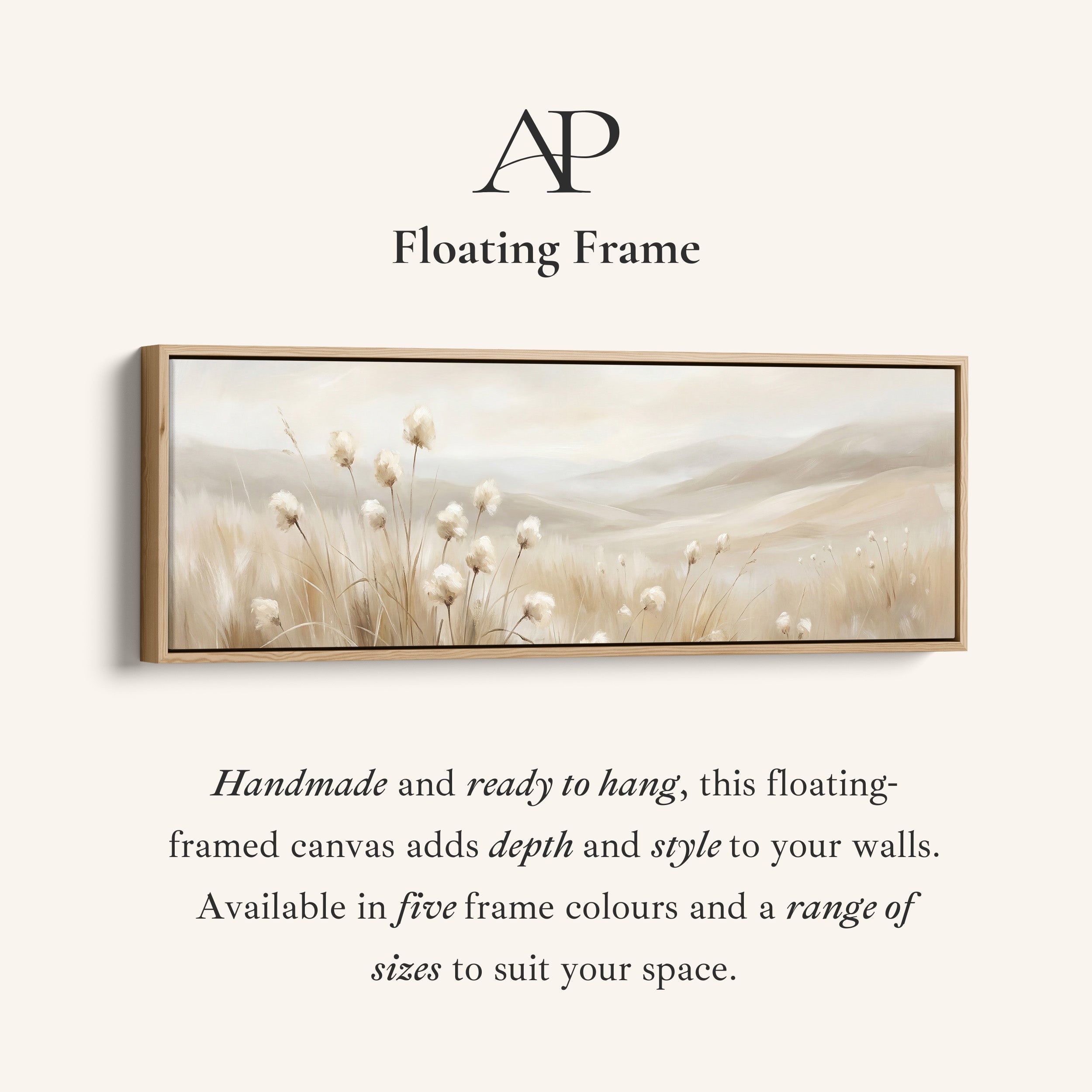 Beige Grass Landscape Bedroom Wall Art Framed Canvas Print Bedroom