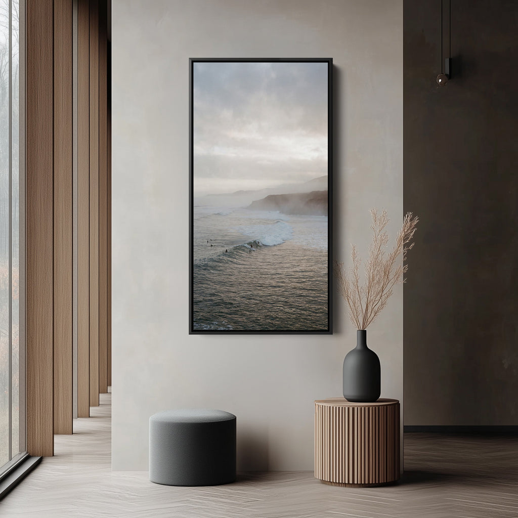 Large Vertical Wall Art Long Wall Art Ocean Waves With Cliffs For Hallway