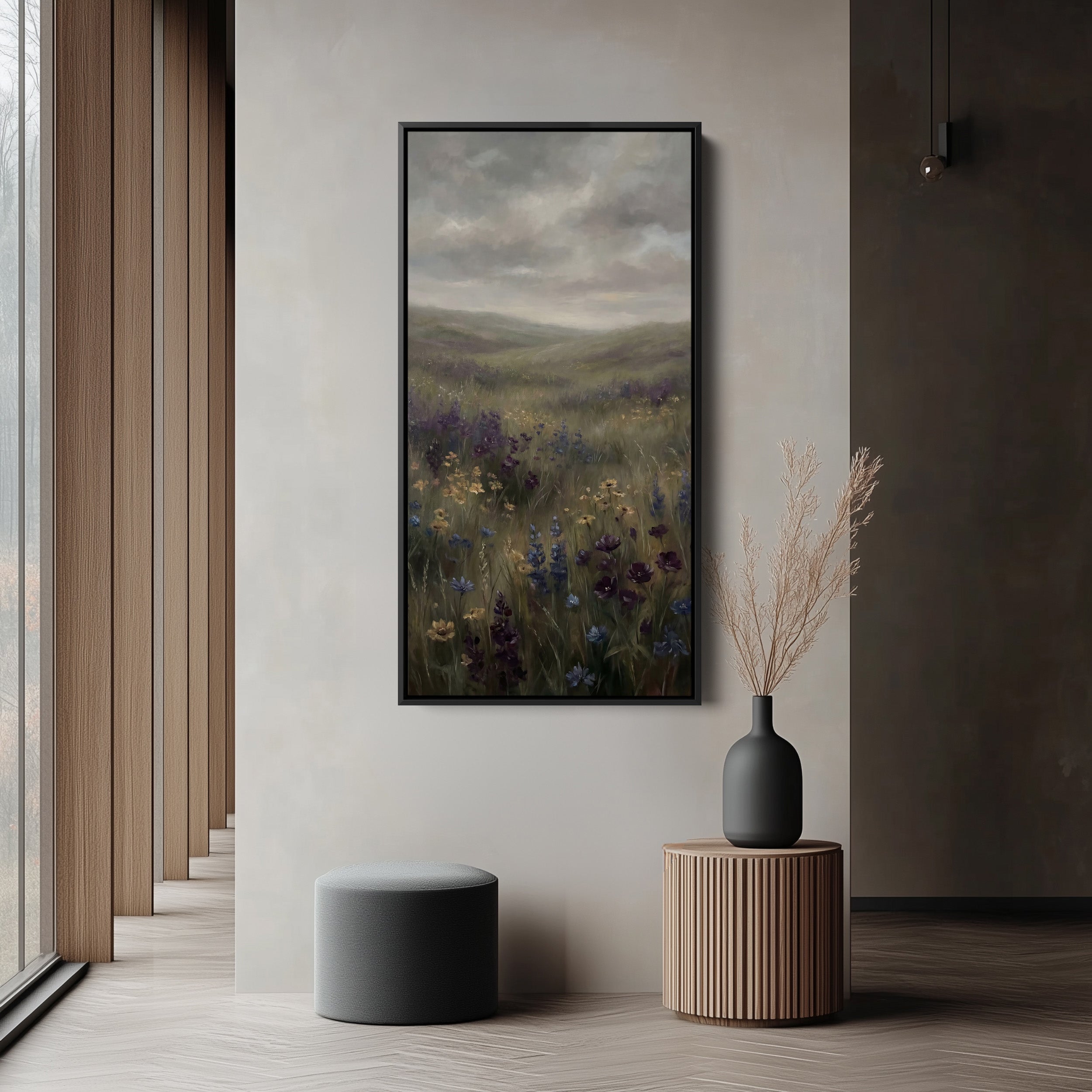 Vertical Wall Art For Kitchen Moody Meadow Wildflowers Vertical Canvas