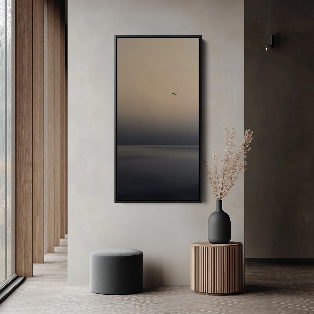 Large Vertical Wall Art Tall Wall Art Minimal Horizon With Birds For Hallway
