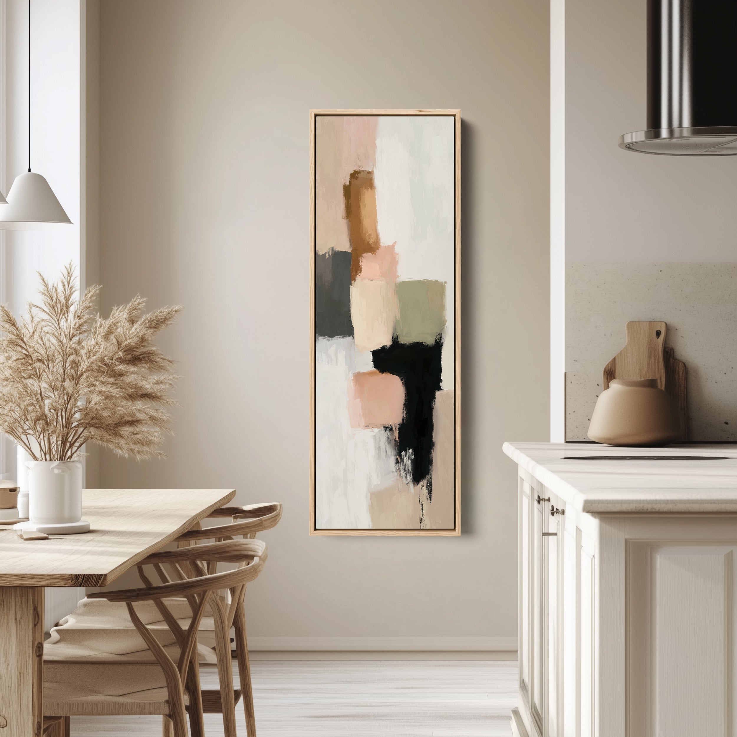 Minimalist Neutral Beige Abstract Vertical Wall Decor