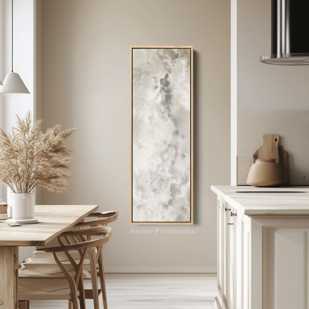 Large Long Narrow Canvas Wall Art - Beige & Grey