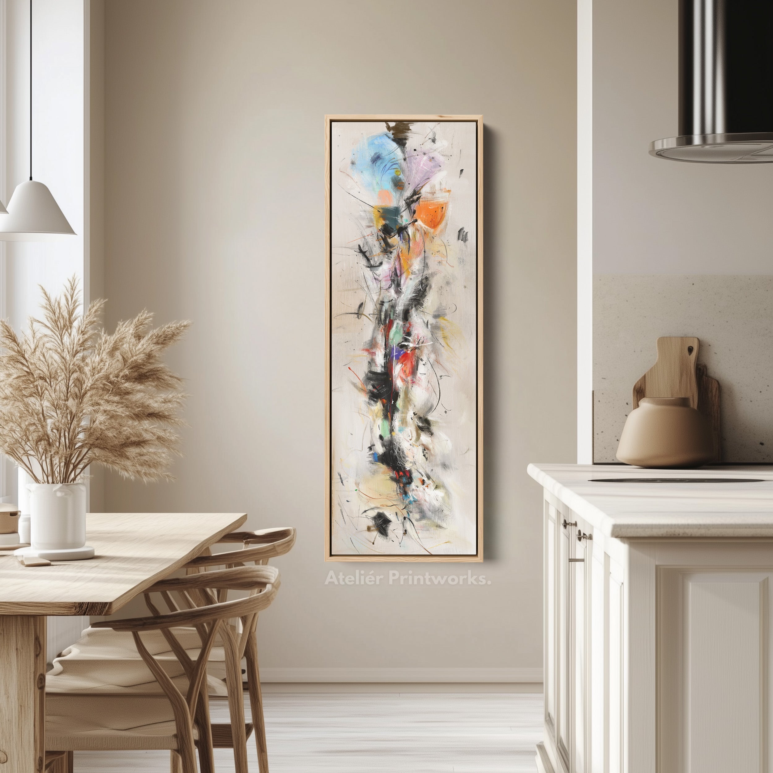 Long Narrow Vertical Colourful Abstract Large Canvas Wall Art