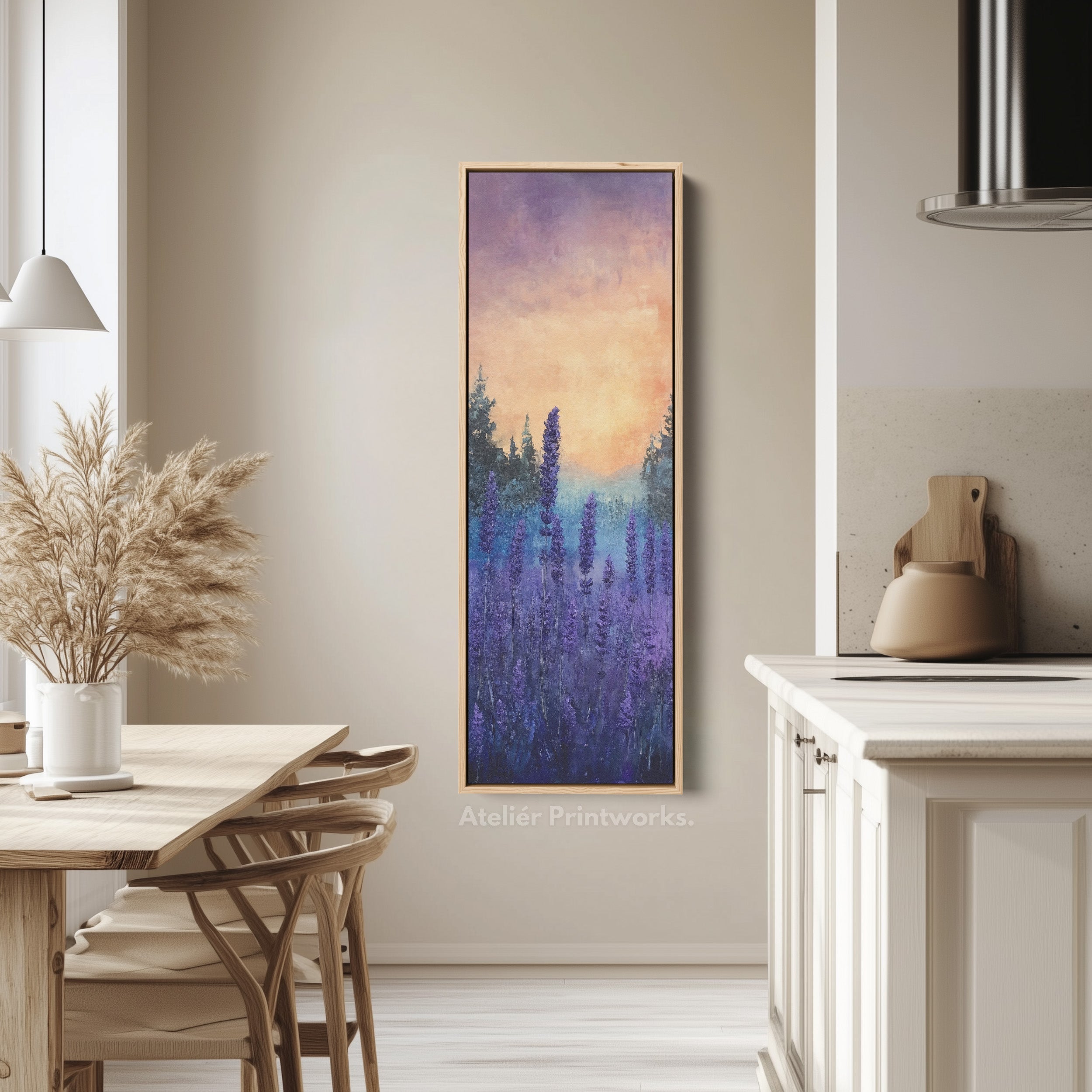 Large Frame Wall Decor - Lavender Long Narrow Vertical Wall Art
